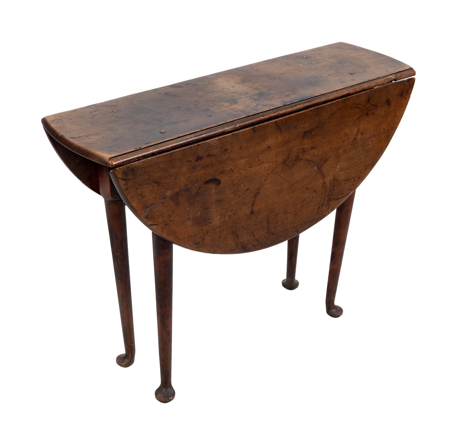 DIMINUTIVE QUEEN ANNE MAPLE DROP-LEAF TABLE Probably Massachusetts, Circa 1750 Height 26.25". Length (1 of 2)