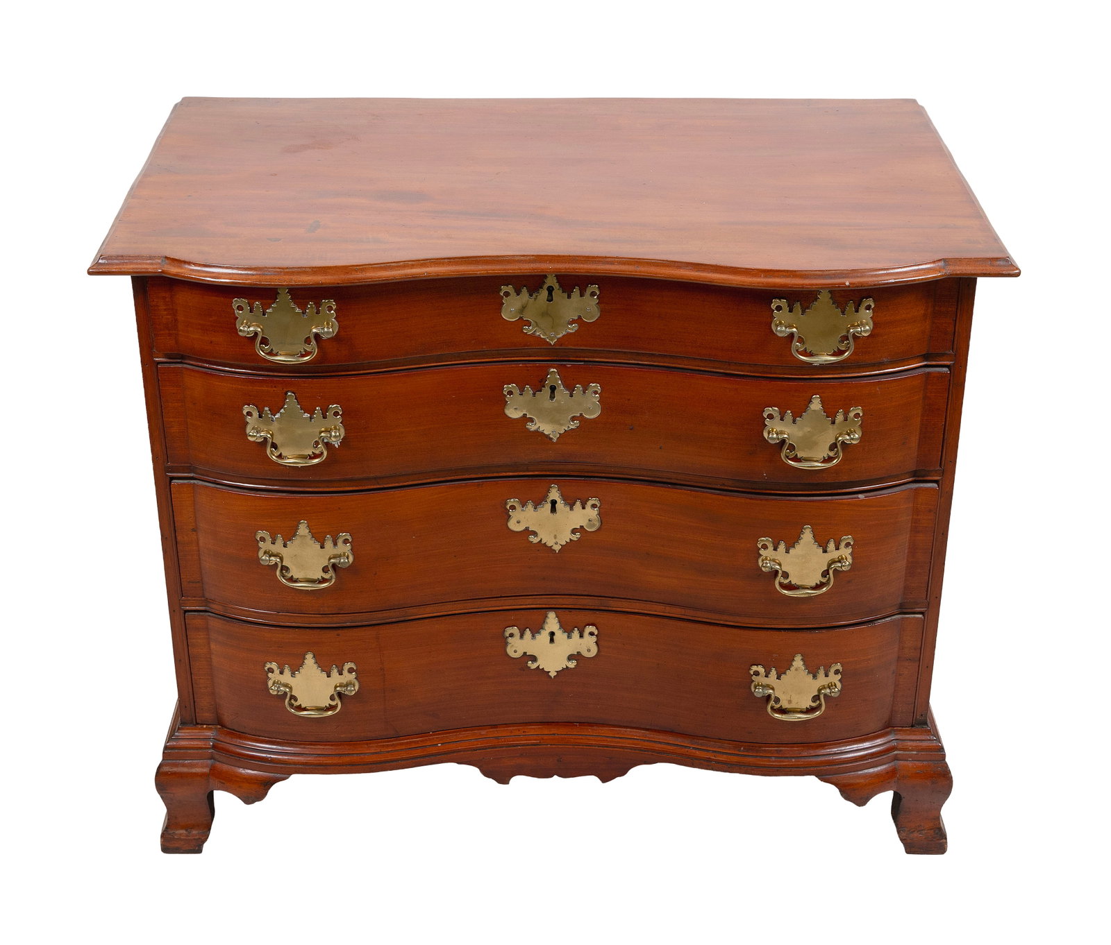 PARKER-INCHES-EMERY FAMILIES CHIPPENDALE MAHOGANY OXBOW CHEST Boston, Circa 1770 Height 30.5". Width (1 of 5)