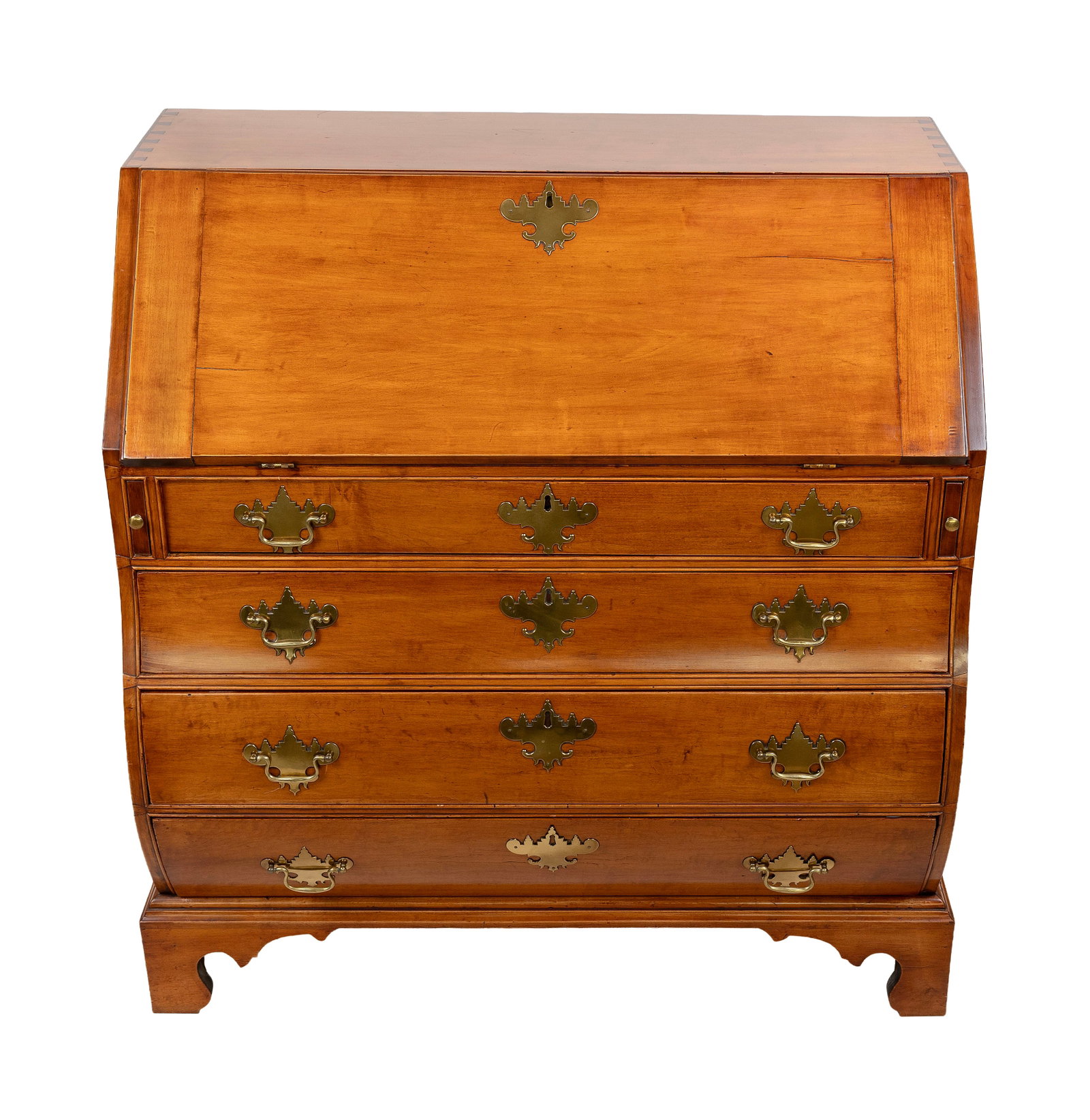 RARE CHIPPENDALE MAPLE SLANT-LID BOMB?-FRONT DESKW Massachusetts, Circa 1770 Height 42.5". Width (1 of 6)