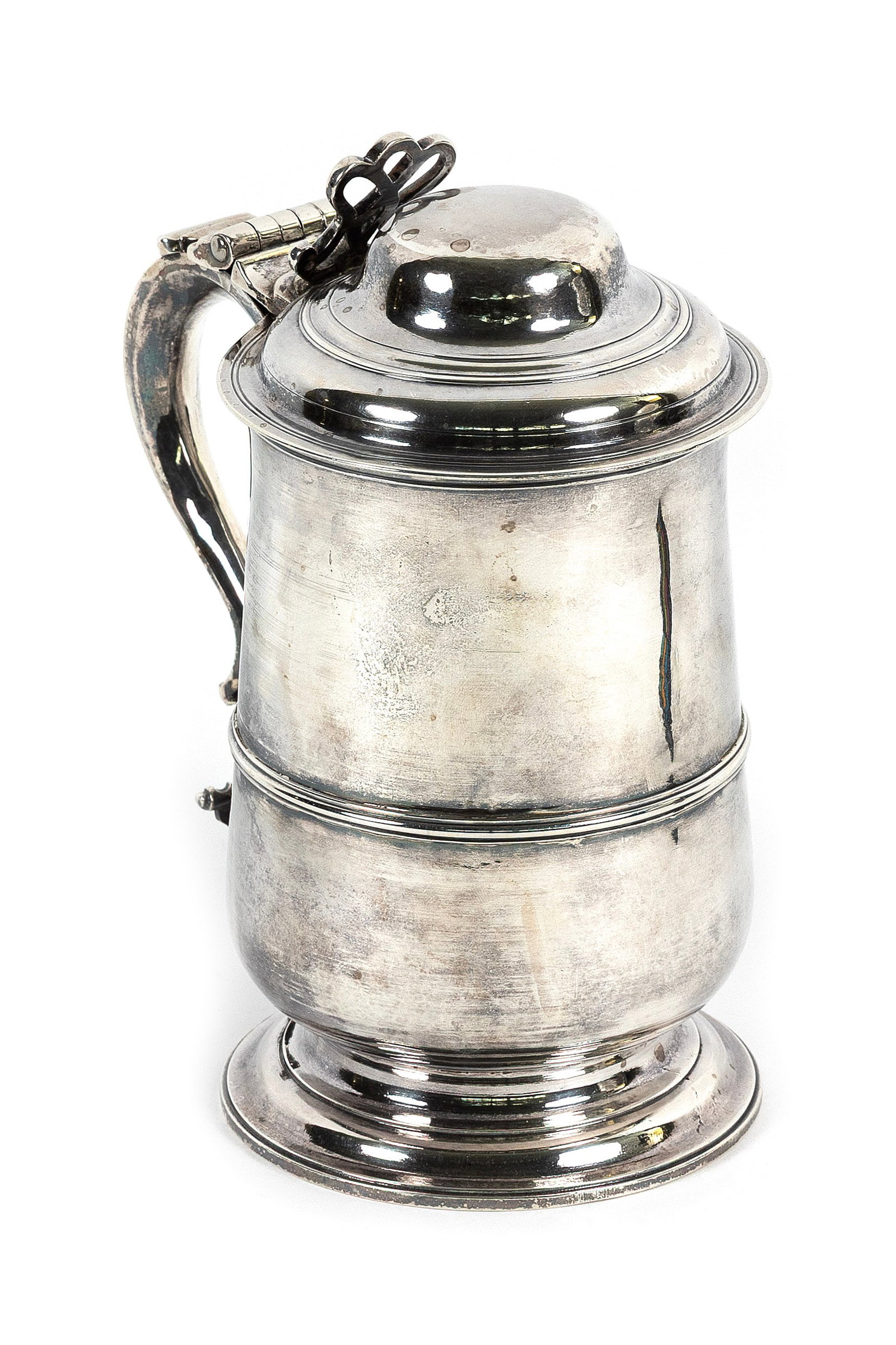 GEORGE III STERLING SILVER TANKARD BY JOHN KING London, 18th Century Approx. 27.4 troy oz. (1 of 1)