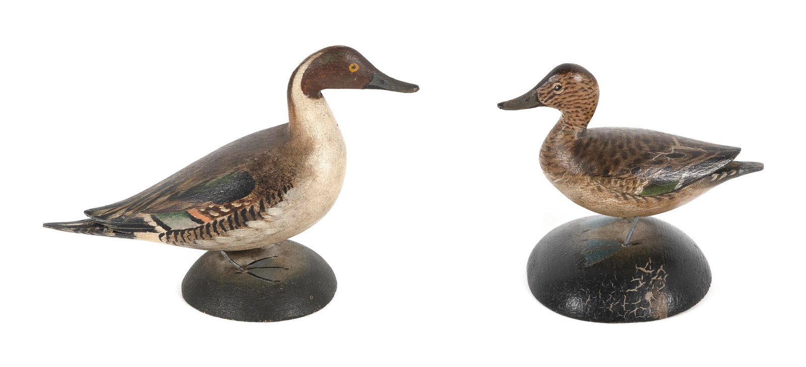 PAIR OF A. ELMER CROWELL MINIATURE PINTAILS East Harwich, Massachusetts, 1862-1952 Heights 3" and (1 of 1)