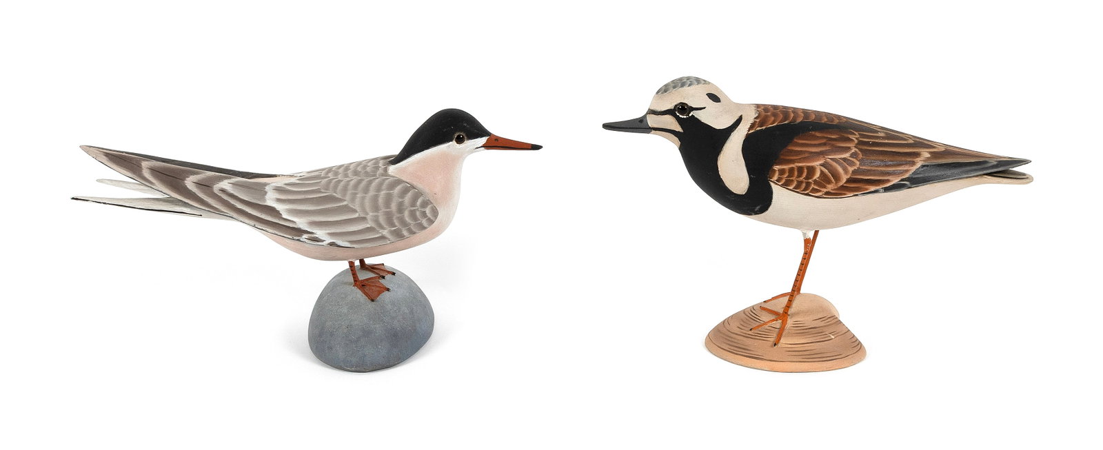 TWO JAMES LAPHAM LIFE-SIZE BIRDS Dennis Port, Massachusetts, 1909-1987 Lengths 9" and 10.5". (1 of 1)
