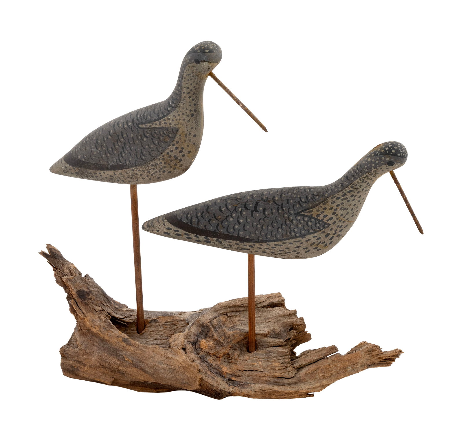 PAIR OF YELLOWLEGS DECOYS Late 19th Century Lengths 9.5". (1 of 3)