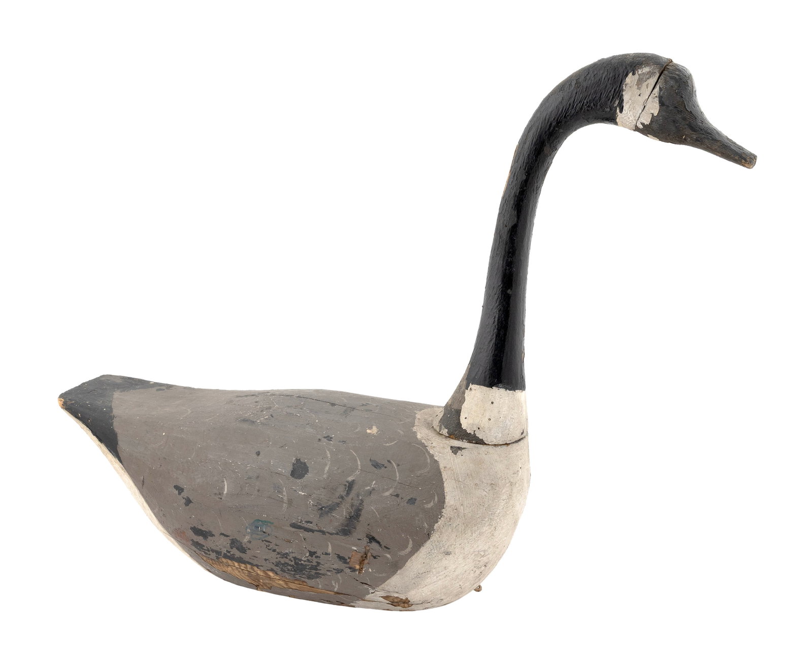 FOLKSY GOOSE DECOY FROM ILLINOIS Circa 1920 Length 32". (1 of 1)