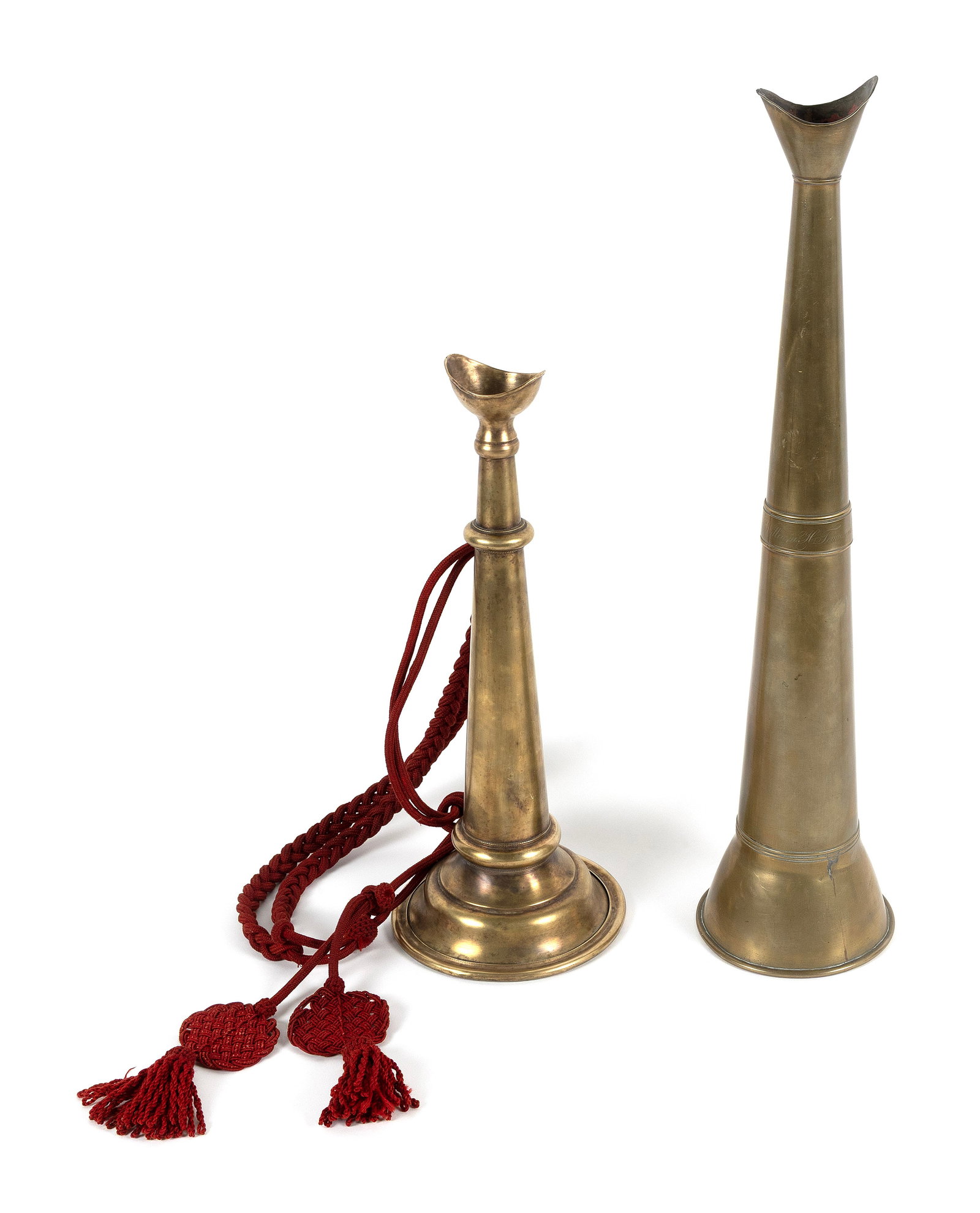 TWO BRASS FIRE TRUMPETS 19th Century (1 of 1)