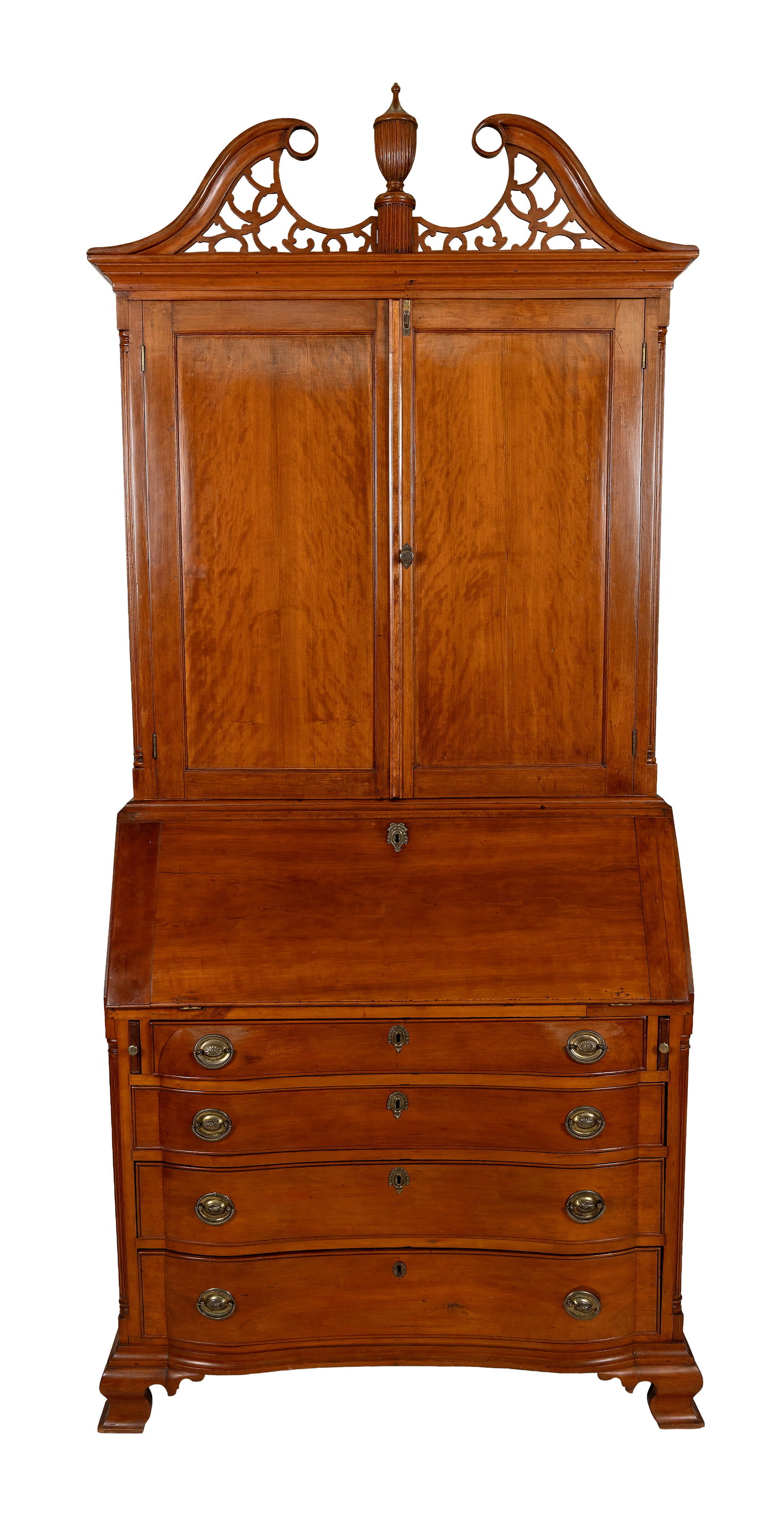 CHIPPENDALE CHERRY TWO-PART SECRETARY IN THE MANNER OF ELIPHALET CHAPIN Hartford, Connecticut Area, (1 of 1)