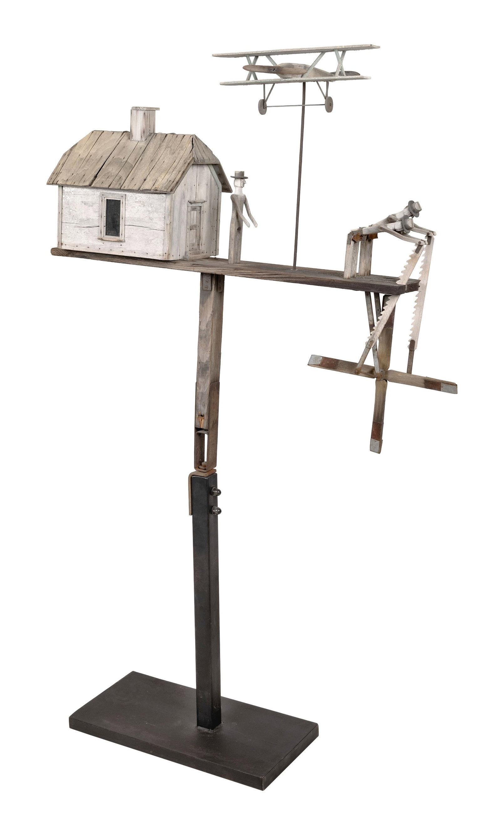 WONDERFUL AND UNIQUE FOLK ART WHIRLIGIG Total height approx. 70". (1 of 1)