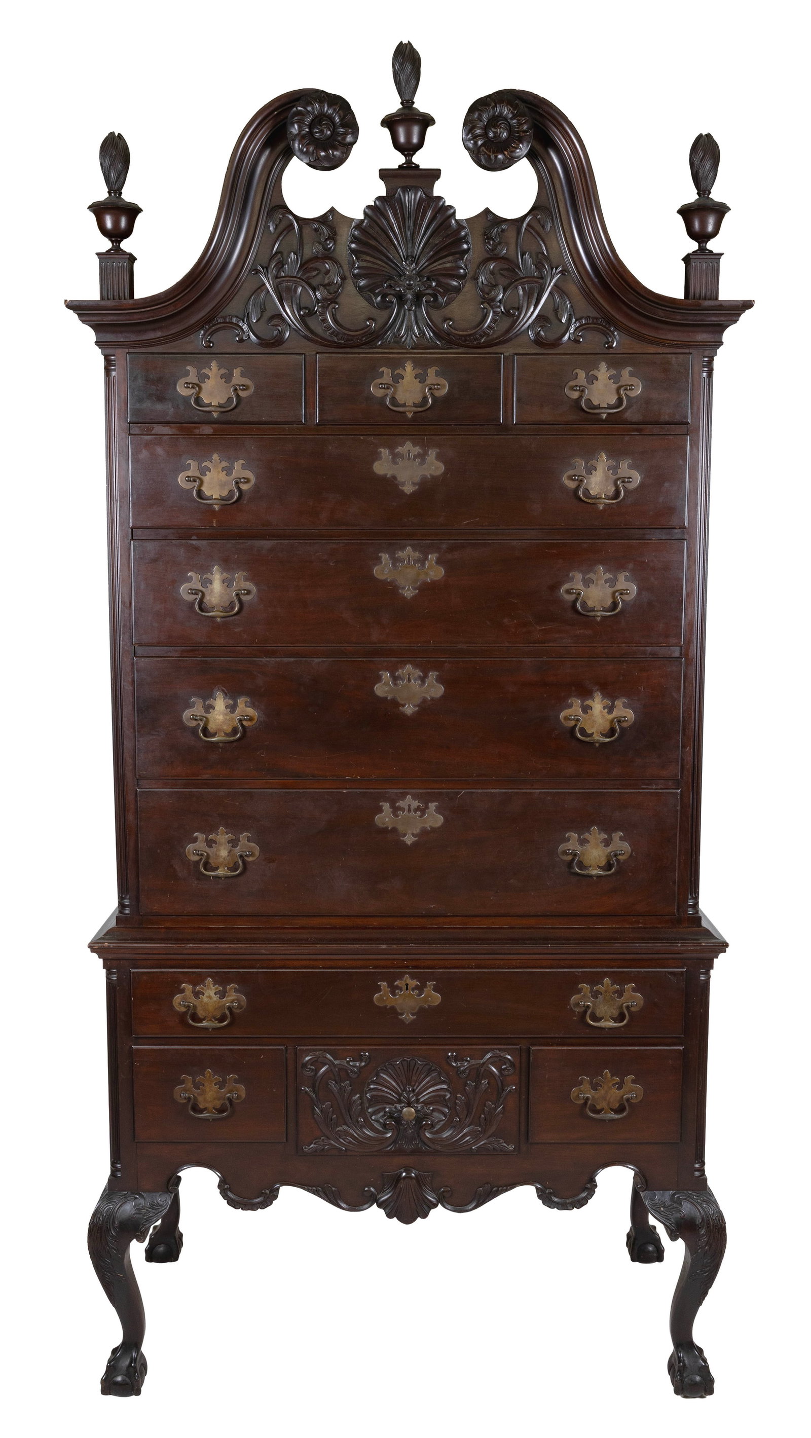 WALLACE NUTTING PHILADELPHIA CHIPPENDALE-STYLE HIGHBOY Massachusetts, Early 20th Century Height 96". (1 of 1)
