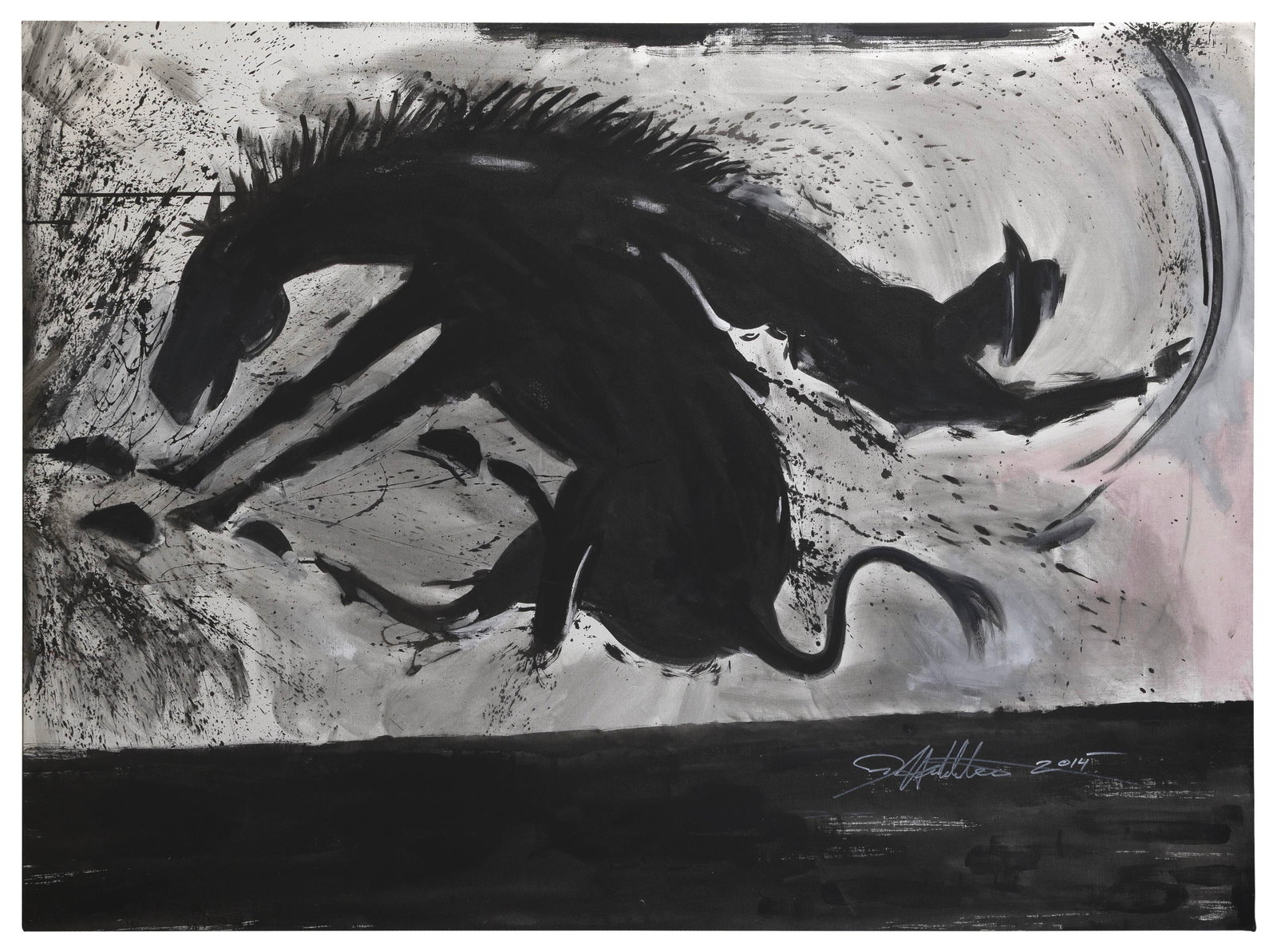 RICHARD HAMBLETON (New York/Canada, 1952/54-2017), Running horses., Acrylic on canvas, 51" x 69". (1 of 2)