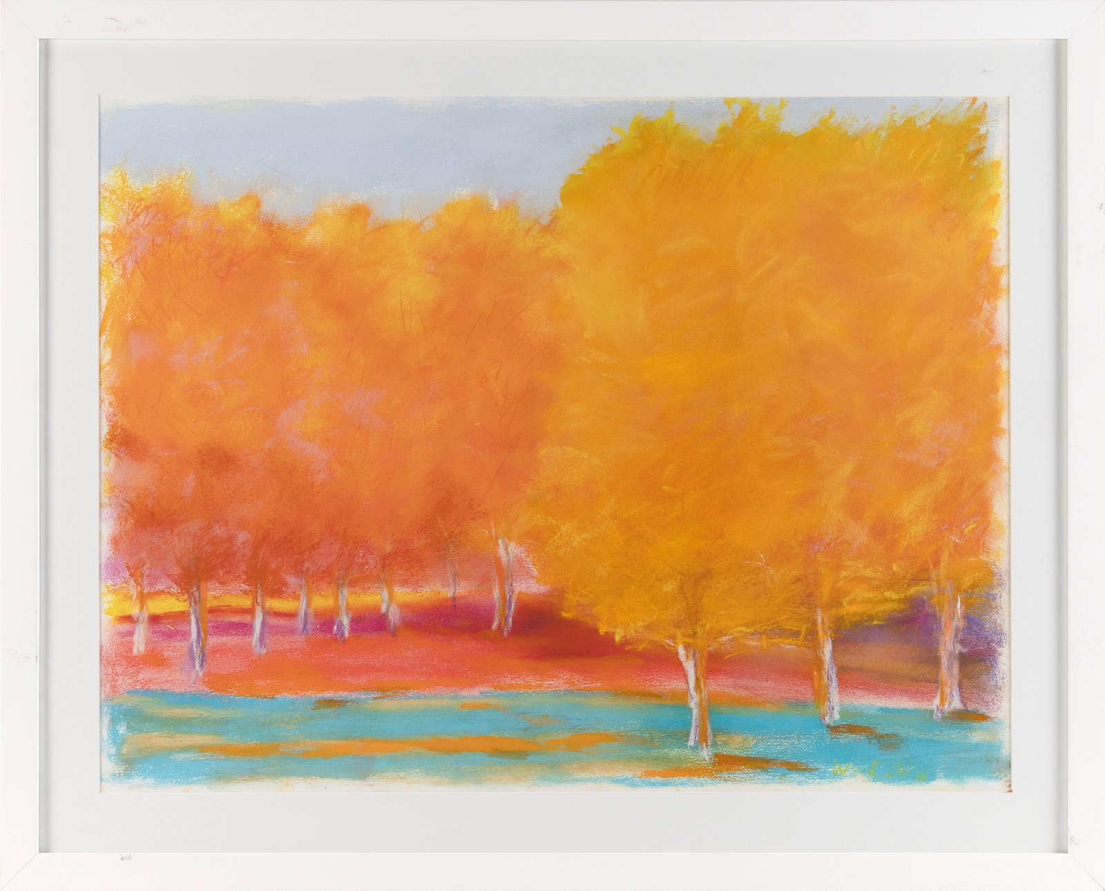 WOLF KAHN (New York/Vermont/Germany, 1927-2020), Orange trees., Pastel on paper, 21" x 28.5" sight.: WOLF KAHN New York/Vermont/Germany, 1927-2020 Orange trees. Signed lower right "W. Kahn". Pastel on paper, 21" x 28.5" sight. Framed 28" x 35".