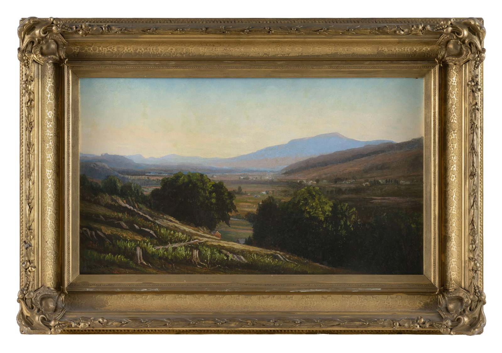 CHARLES BETTON RUSS (New Hampshire/Massachusetts, 1824-1896), Expansive landscape with mountains and (1 of 2)