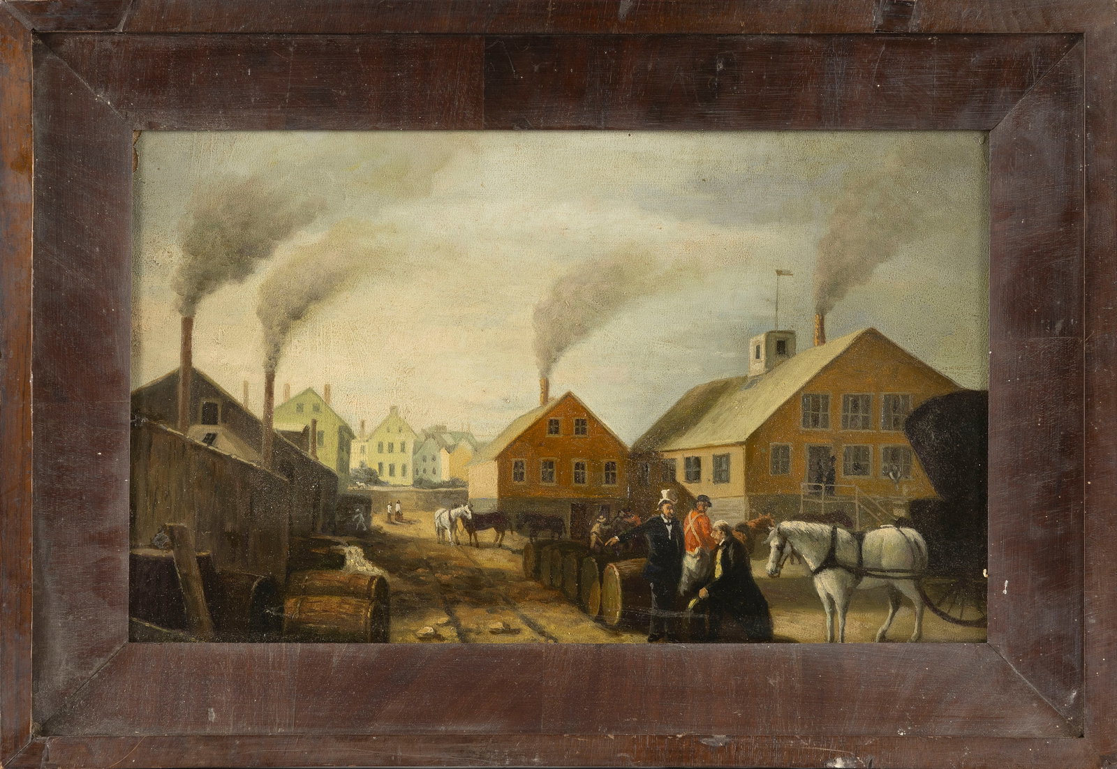 AFTER WILLIAM ALLEN WALL (America, 19th Century), Leonard Oil Works, New Bedford., Oil on academy: AFTER WILLIAM ALLEN WALL America, 19th Century Leonard Oil Works, New Bedford. Unsigned. Oil on academy board, 10.75" x 17". Framed 15" x 21.5".
