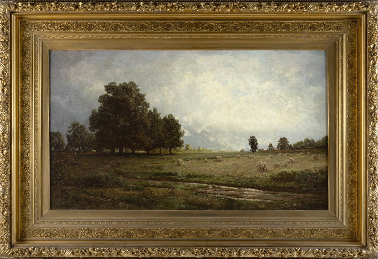 THOMAS ADDISON RICHARDS (New York/Georgia, 1820-1900), Expansive landscape with haystacks in a (1 of 2)