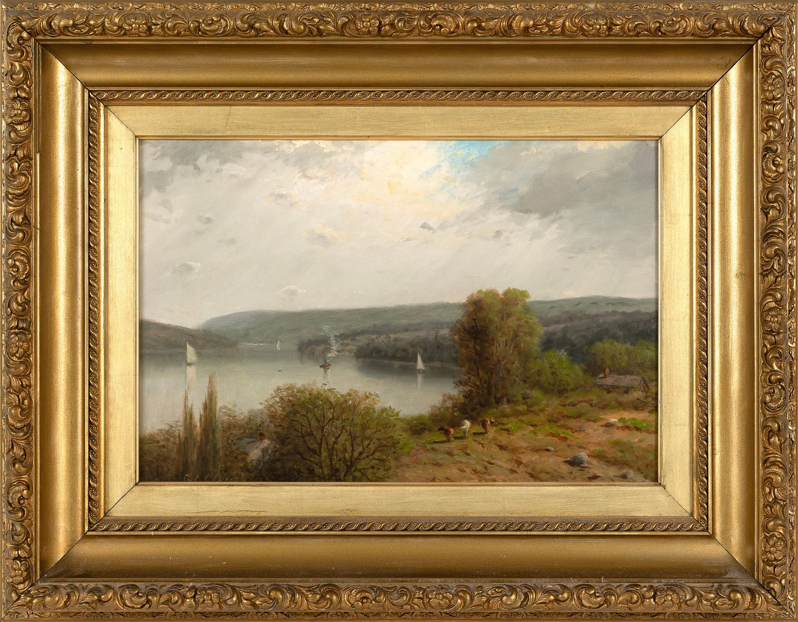 GEORGE LAFAYETTE CLOUGH (New York, 1824-1901), Riverscape., Oil on canvas, 12" x 18". Framed 21" x (1 of 2)
