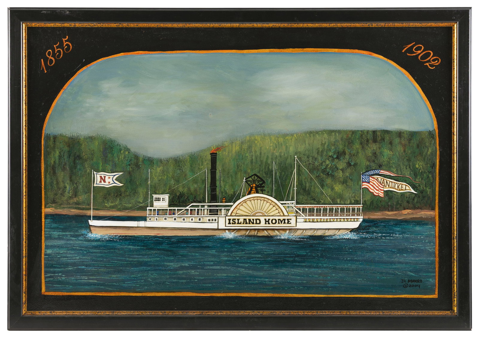 JANET MUNRO (Massachusetts/Florida, 1949-), The Island Home., Oil on masonite, 24" x 36". Framed: JANET MUNRO Massachusetts/Florida, 1949- The Island Home. Signed and dated lower right "JL Munro 2004". Oil on masonite, 24" x 36". Framed 26.75" x 38.75". Exhibited: Cahoon Museum of American A