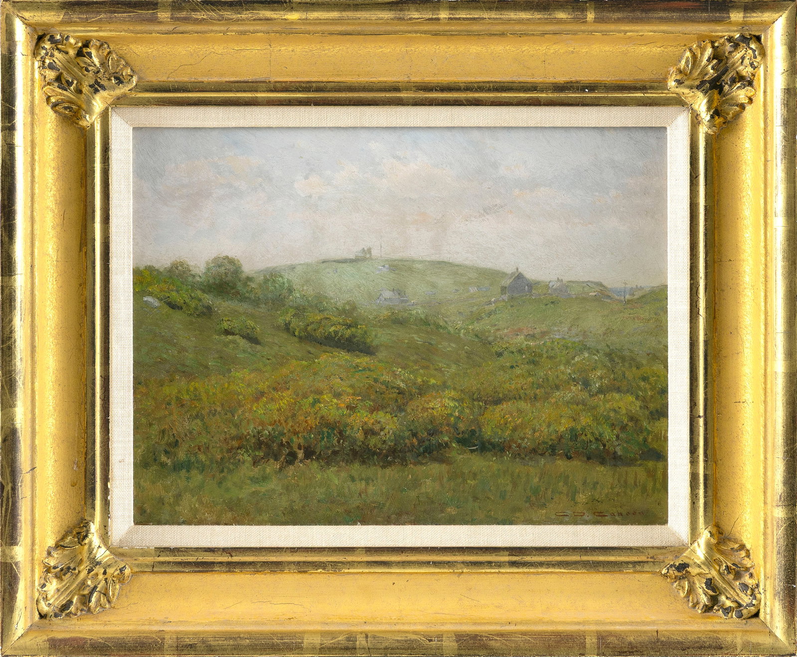 CHARLES DREW CAHOON (Massachusetts, 1861-1951), Looking toward Station Gay Head, the life-saving: CHARLES DREW CAHOON Massachusetts, 1861-1951 Looking toward Station Gay Head, the life-saving station, Martha's Vineyard, Massachusetts. Signed lower right "C.D. Cahoon". Retains label for Academy Boa
