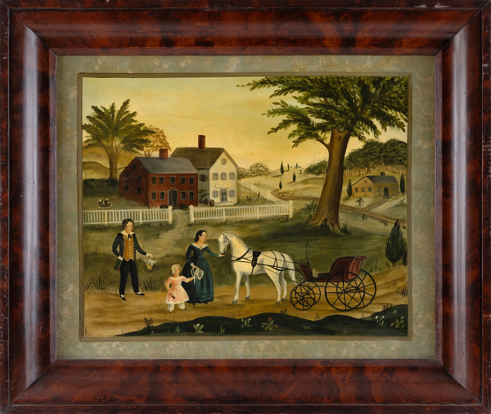 MARTHA FARHAM CAHOON (Massachusetts, 1905-1999), "Family and Homestead"., Oil on plywood, 25" x 30". (1 of 2)