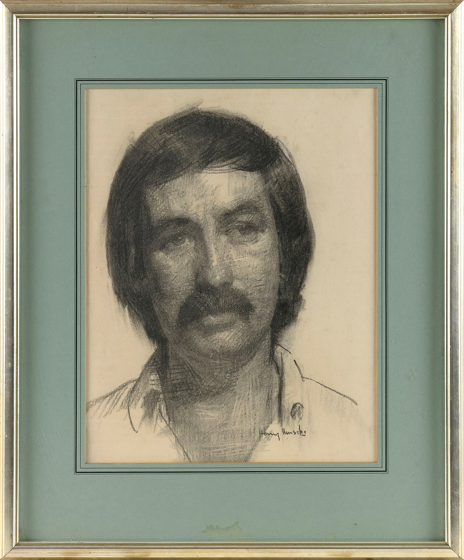 HENRY HENSCHE (Massachusetts/Louisiana/Germany, 1899-1992), Portrait of a man with a mustache., (1 of 2)