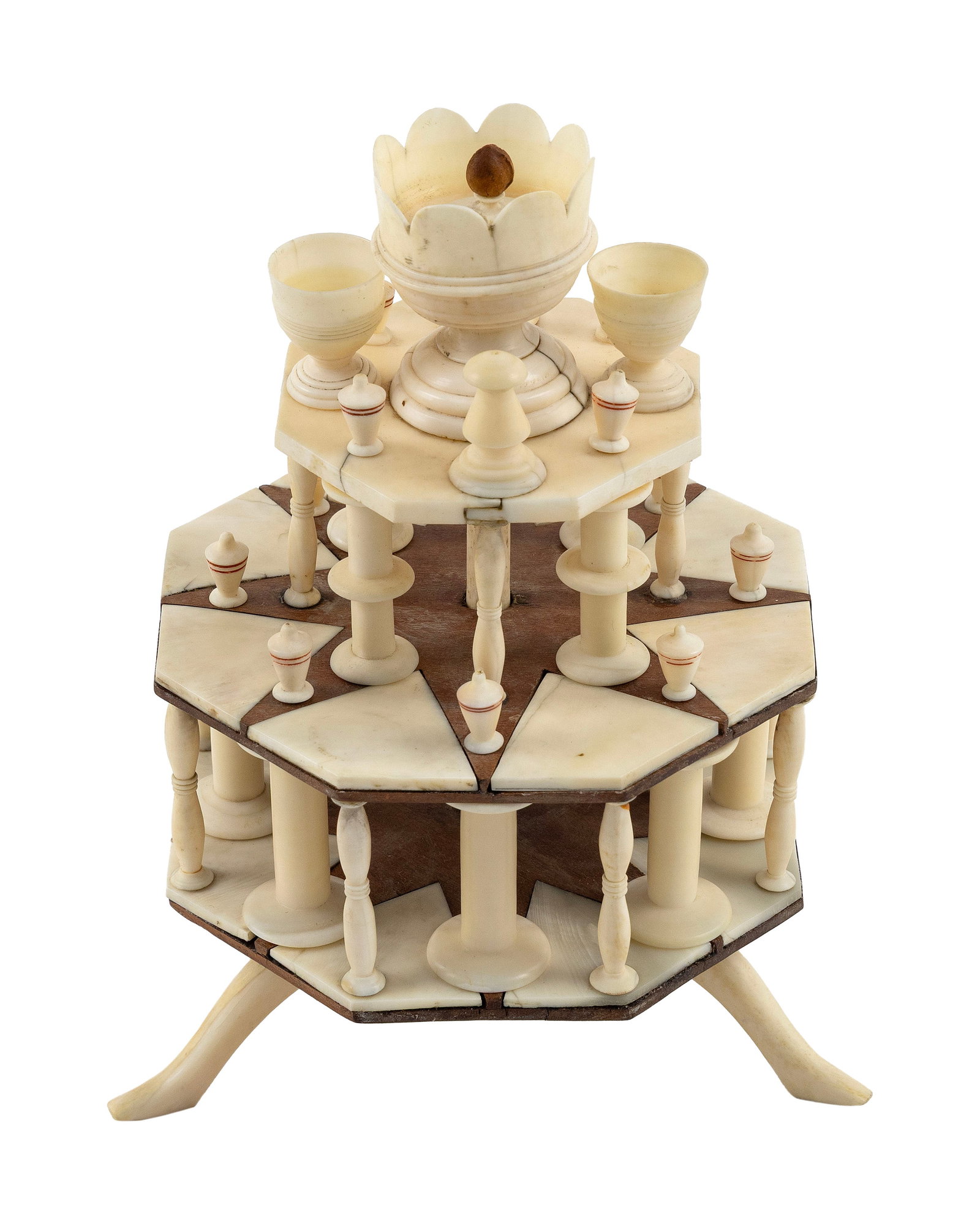 EXTREMELY FINE WHALEBONE, WHALE IVORY AND HARDWOOD ROTATING THREAD STAND Nantucket, Circa 1830 (1 of 1)