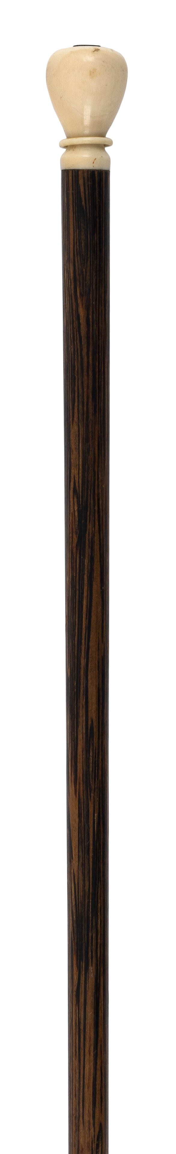 WHALE IVORY-HANDLED CANE 19th Century Length 36". (1 of 1)