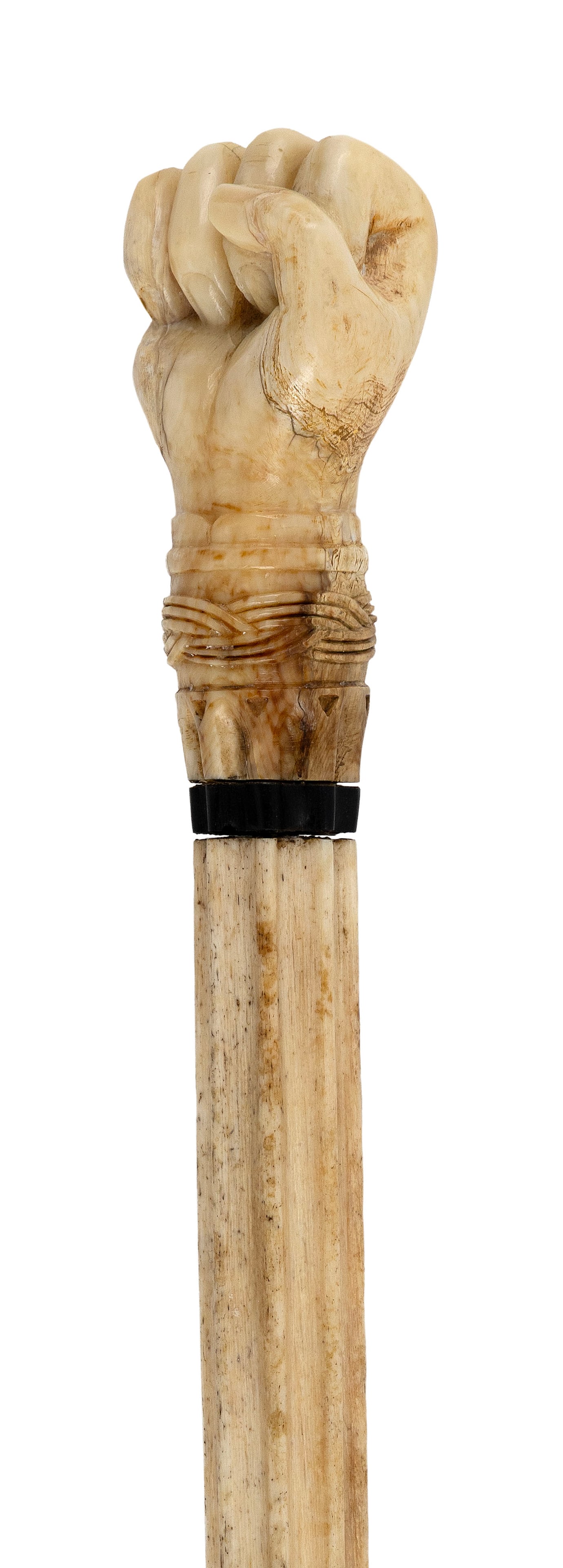 WHALEBONE AND WHALE IVORY CANE 19th Century Length 36.25". (1 of 2)