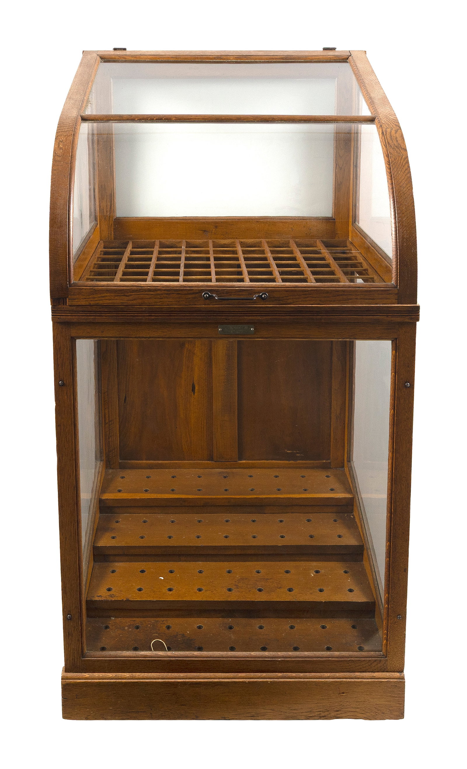 OAK AND GLASS CANE DISPLAY CASE Early 20th Century Height 53.75". Width 27.5". Depth 24.5". (1 of 2)