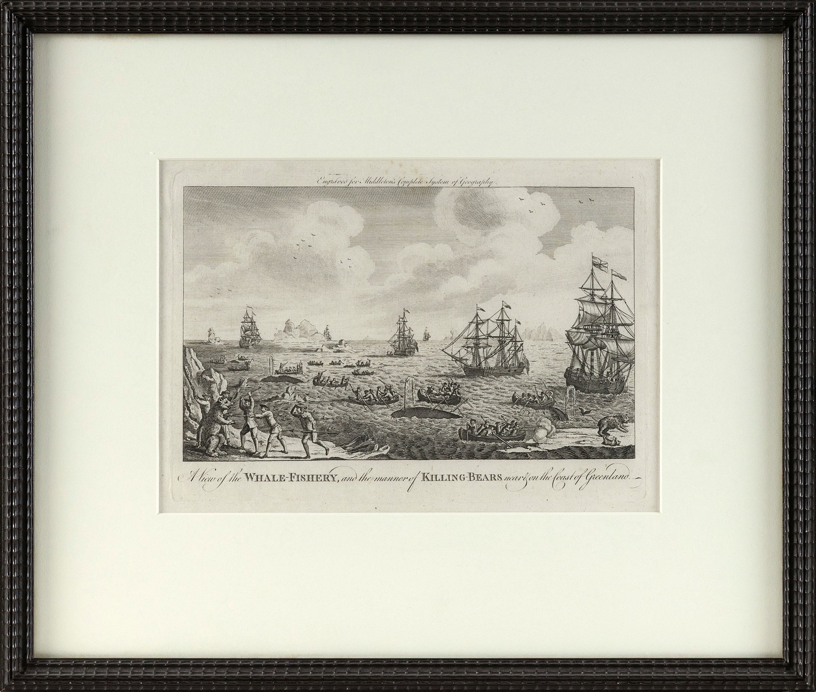 ENGRAVING "A VIEW OF THE WHALE FISHERY AND THE MANNER OF KILLING BEARS NEAR & ON THE COAST OF (1 of 1)