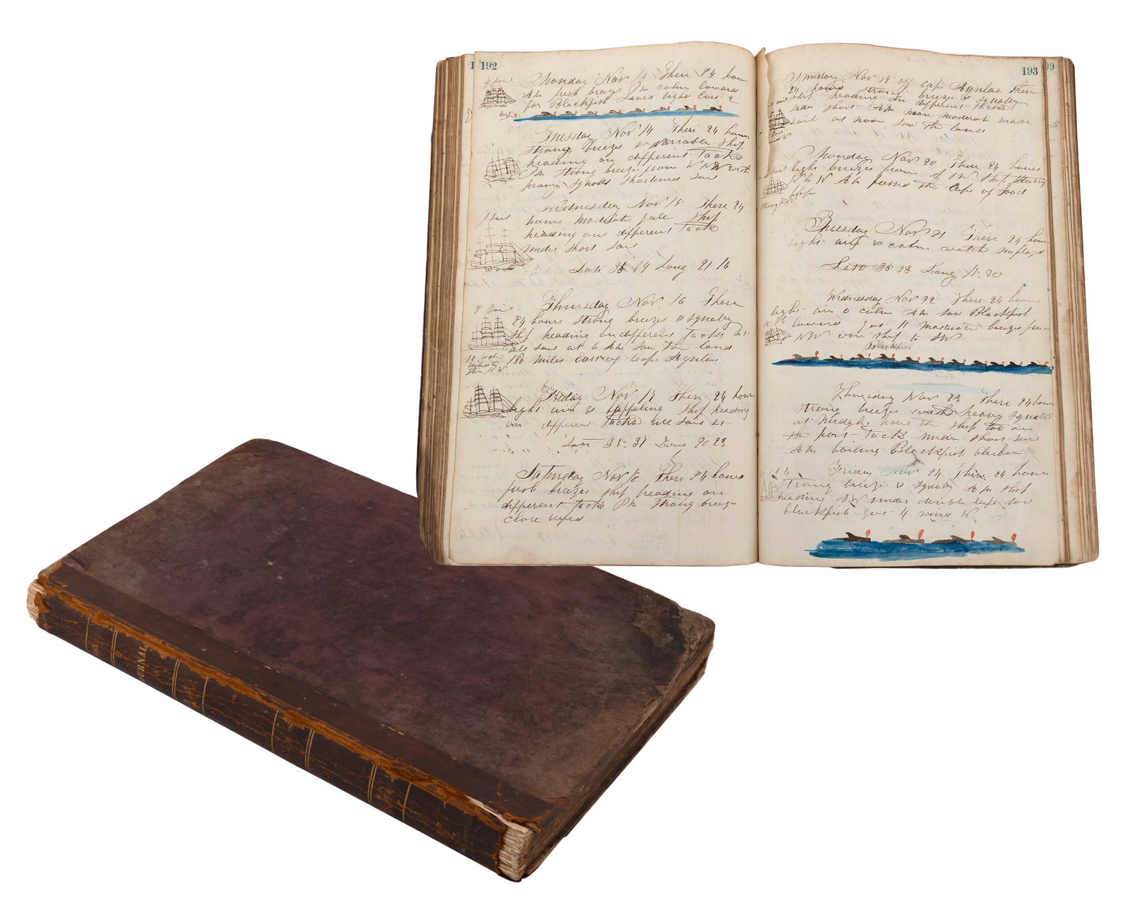 RARE AND IMPORTANT ILLUSTRATED WHALING JOURNAL FROM THE WHALESHIP "GAZELLE" Third Quarter of the (1 of 8)