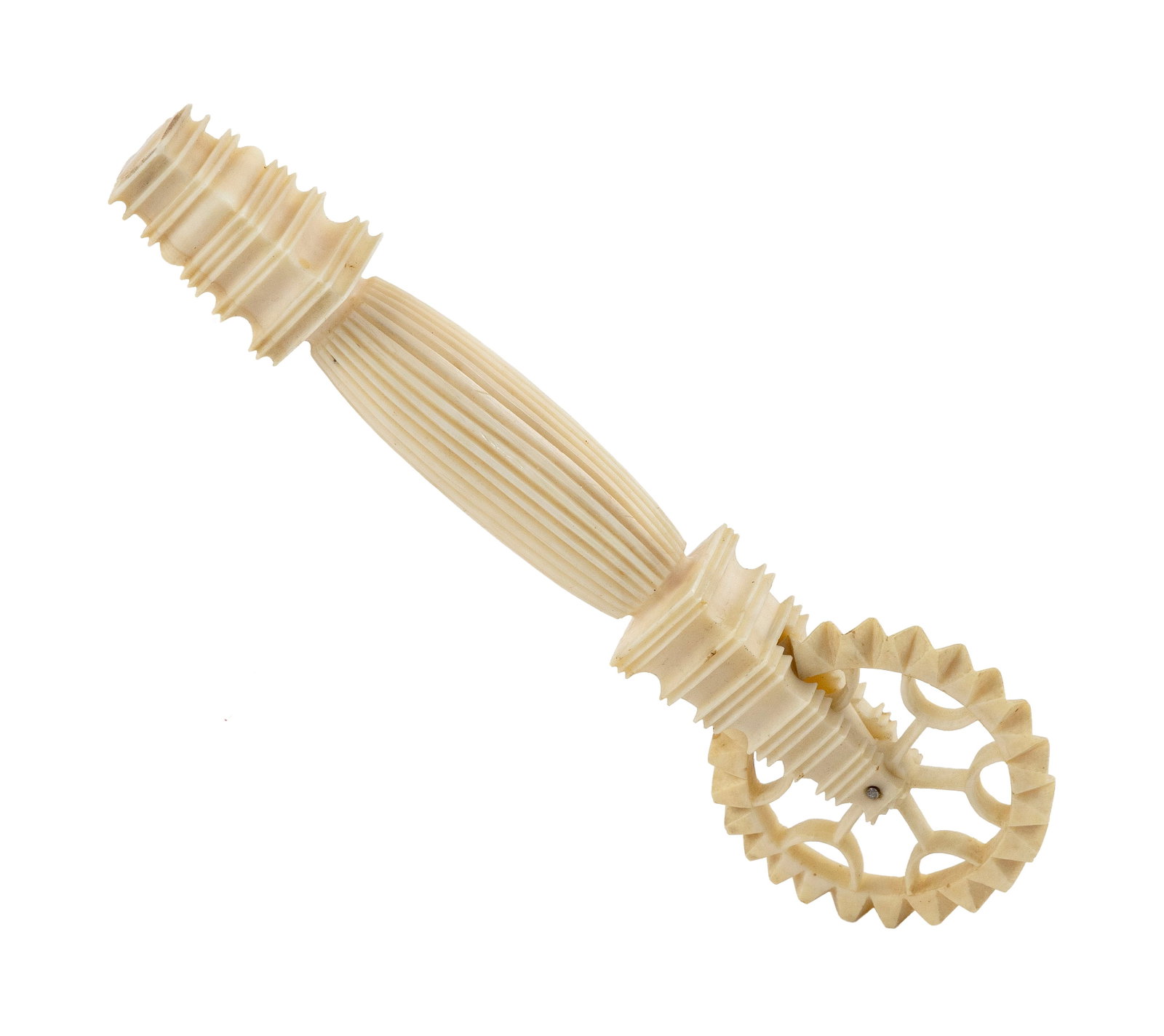 EXTREMELY FINE AND DELICATELY CARVED WHALE IVORY PIE CRIMPER America, Mid-19th Century Length 6". (1 of 1)