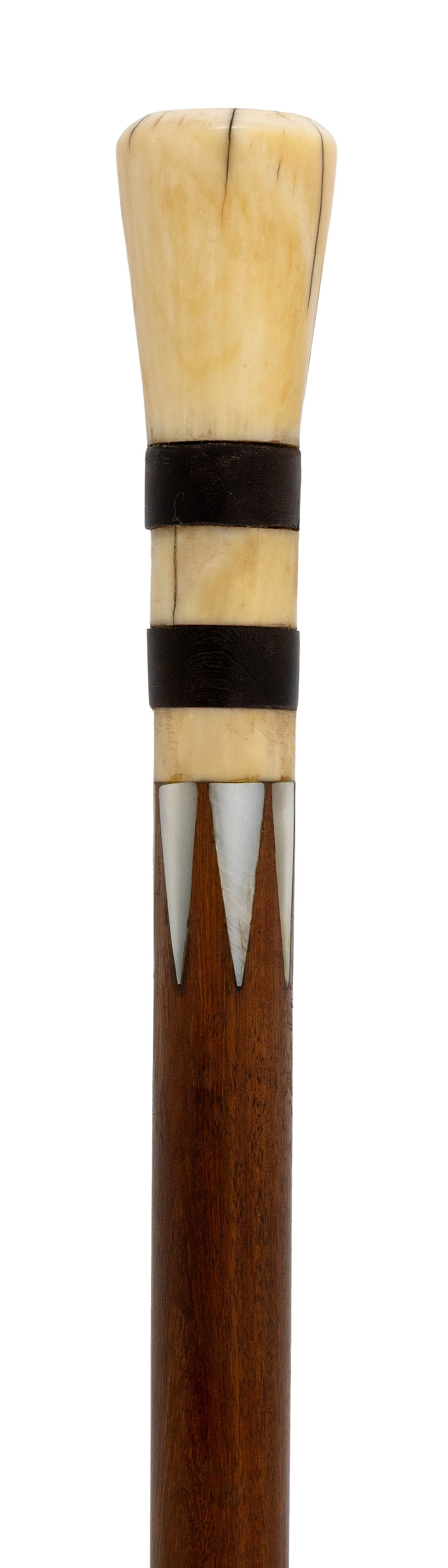 WHALE IVORY AND HARDWOOD CANE 19th Century Length 33.75". (1 of 1)