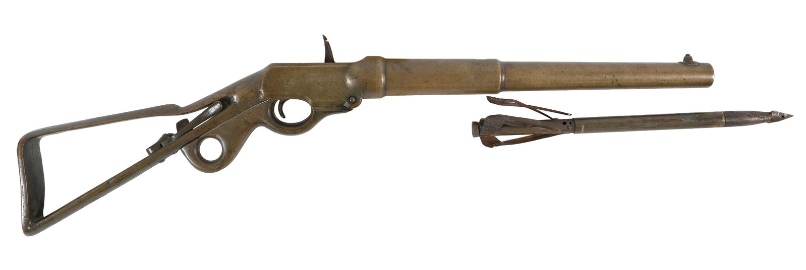 RARE PIERCE/EGGERS BRASS HARPOON GUN AND A BOMB LANCE Late 19th Century Gun length 36.5". Bomb lance (1 of 1)