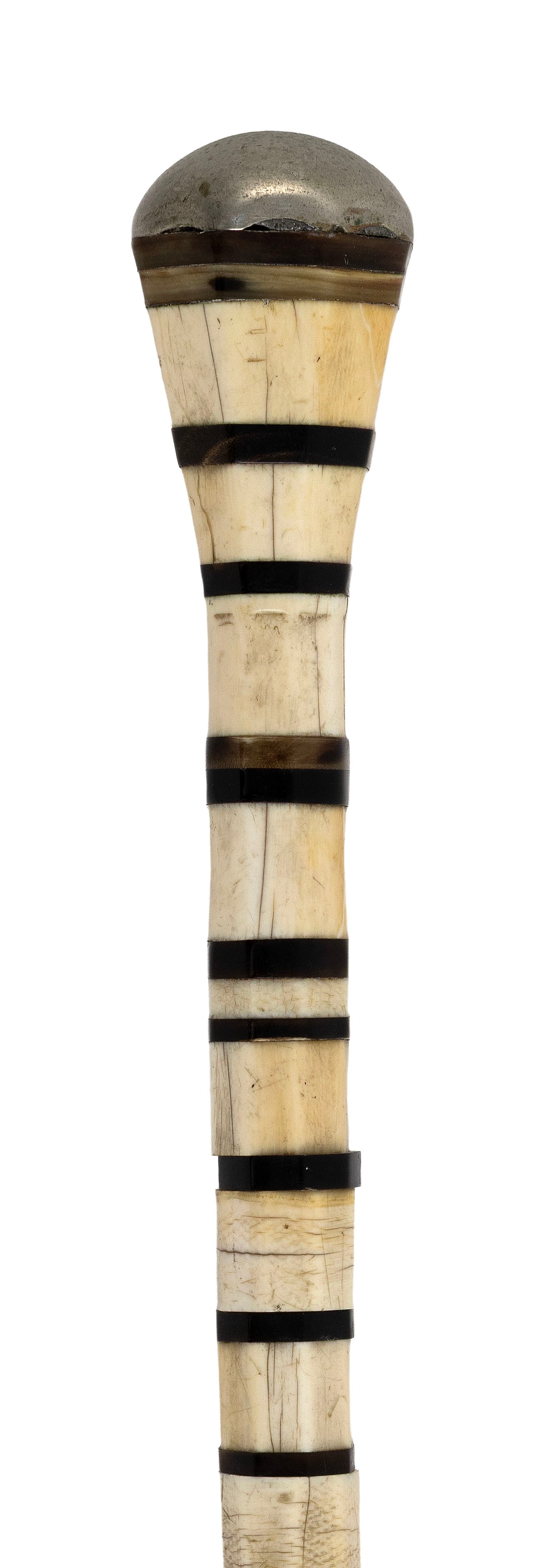 BALEEN-BANDED CANE 19th Century Length 33.75". (1 of 2)