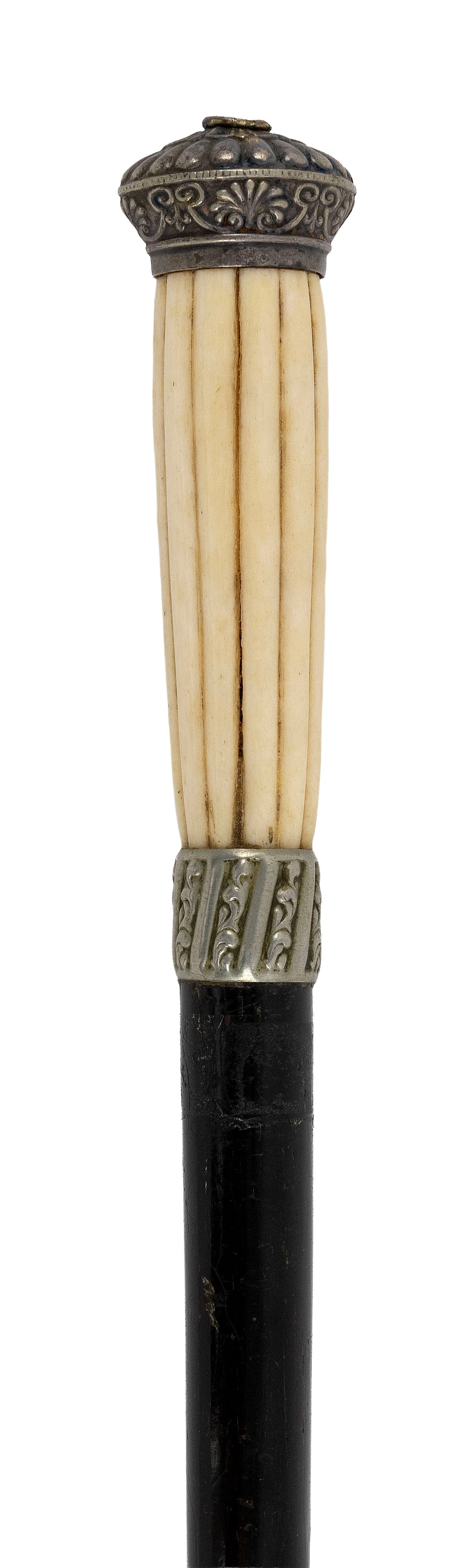 WHALE IVORY-HANDLED CANE 19th Century Length 34.5". (1 of 1)