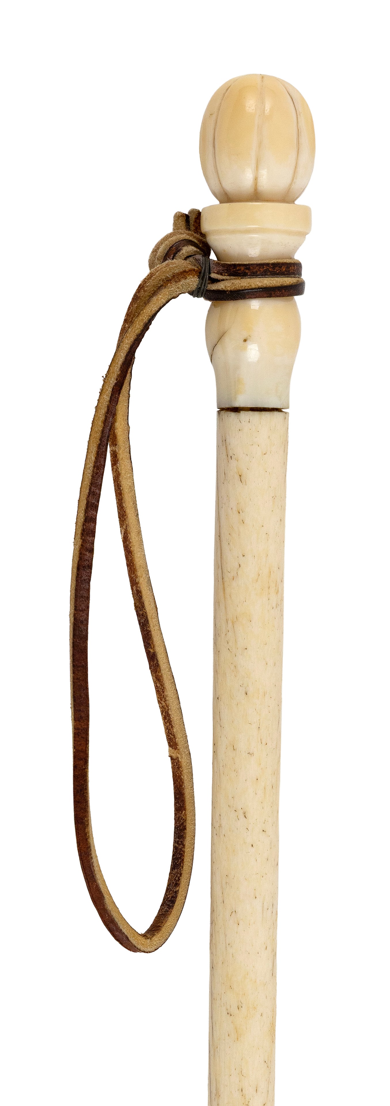 CANE WITH CARVED WHALE IVORY HANDLE 19th Century Length 34.75". (1 of 1)