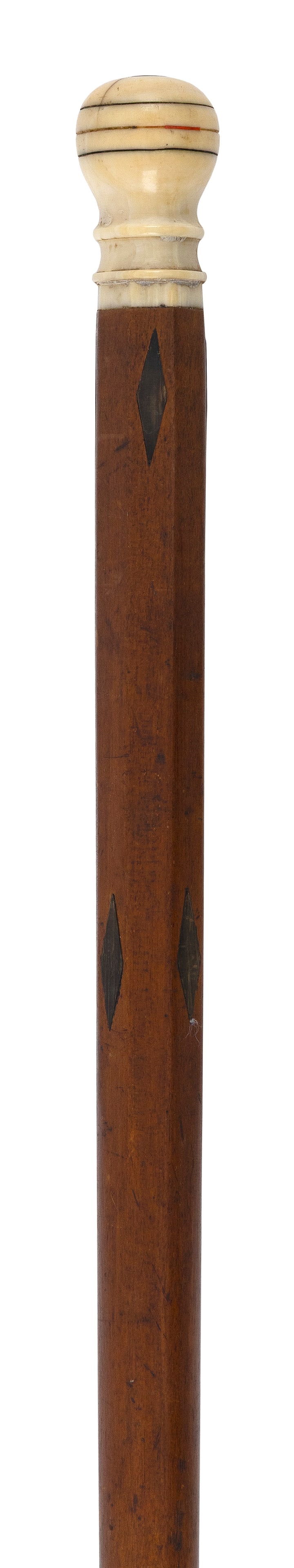 WHALE IVORY-HANDLED CANE 19th Century Length 35.75". (1 of 1)