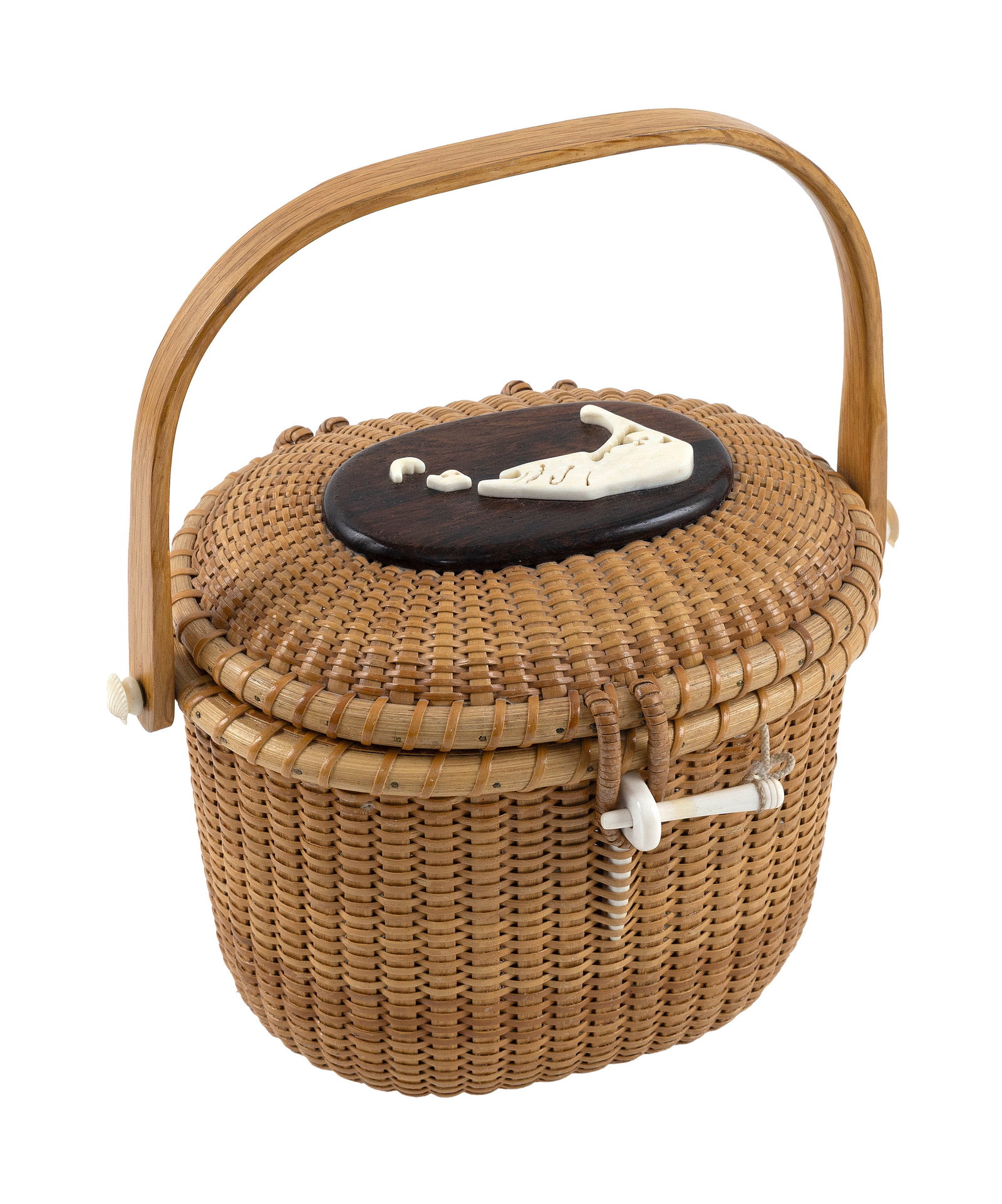 STANLEY ROOP NANTUCKET BASKET PURSE Nantucket, Massachusetts, 20th Century Height 7". Width 10". (1 of 1)