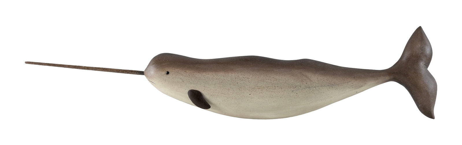 BRIAN MITCHELL CARVED AND PAINTED NARWHAL PLAQUE Boone, North Carolina, Contemporary Height 8". (1 of 2)