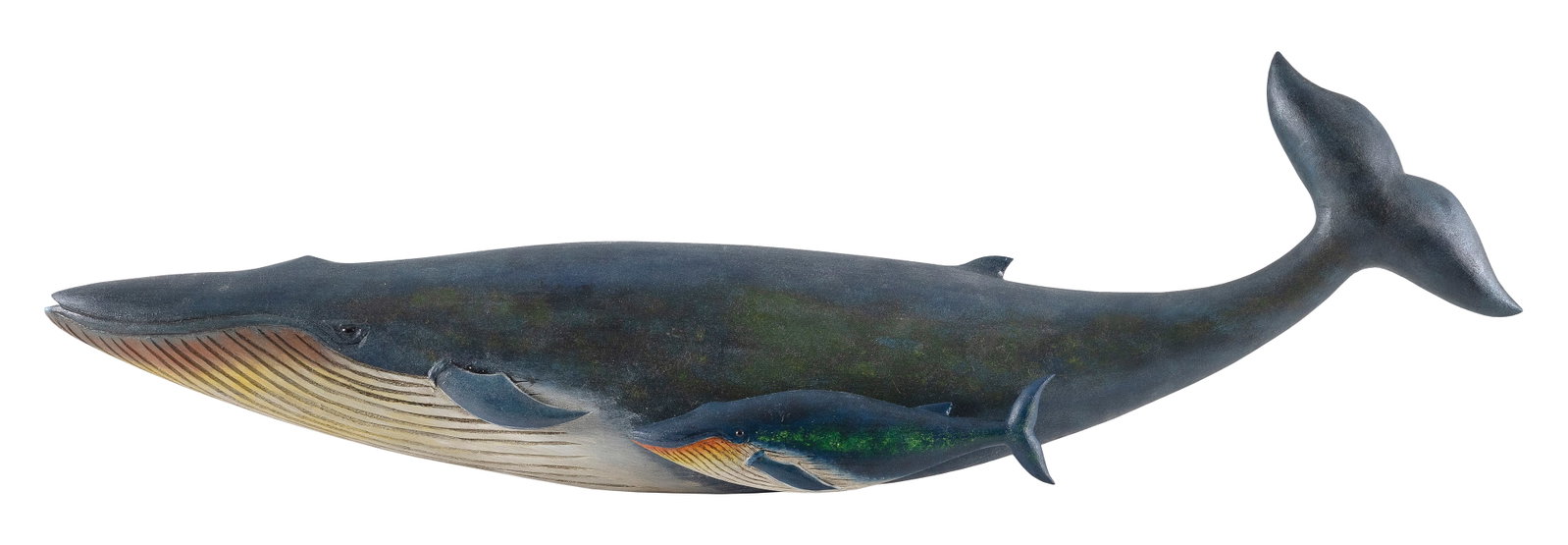 BRIAN MITCHELL CARVED AND PAINTED BLUE WHALE WITH CALF PLAQUE Boone, North Carolina, Contemporary (1 of 1)