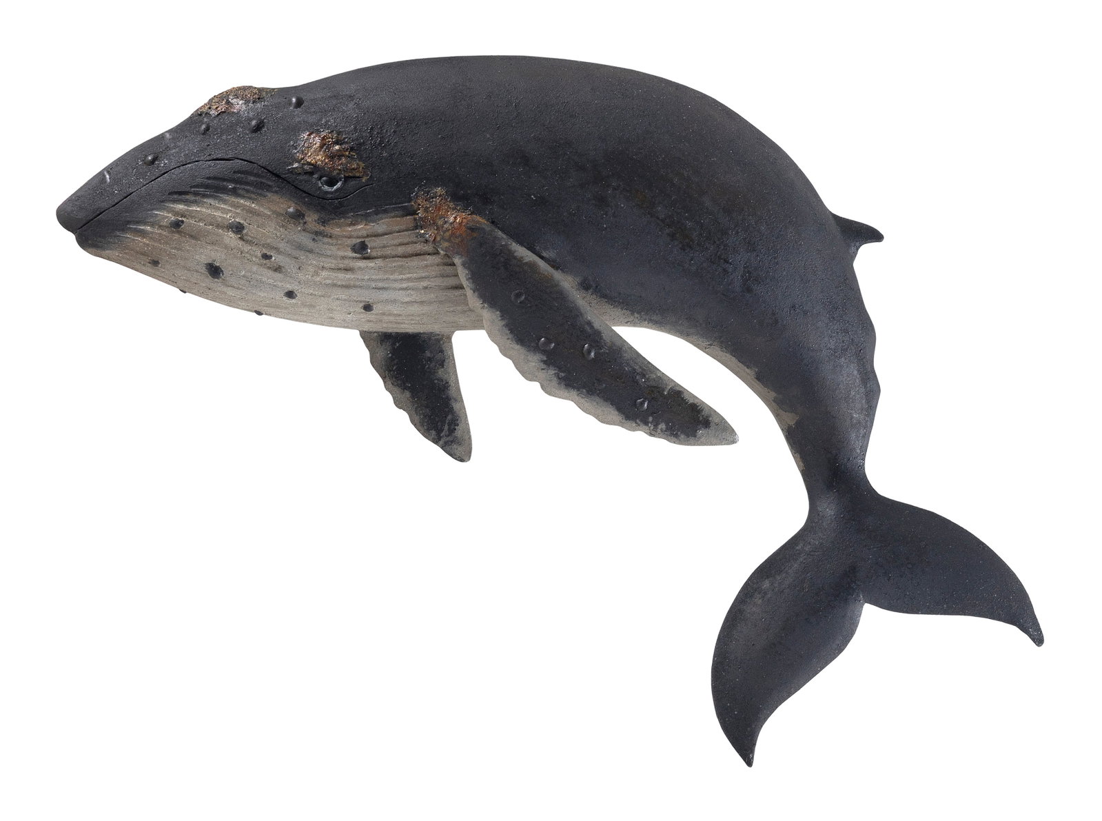 ROGER MITCHELL CARVED AND PAINTED HUMPBACK WHALE PLAQUE Massachusetts, Contemporary Height 11". (1 of 1)