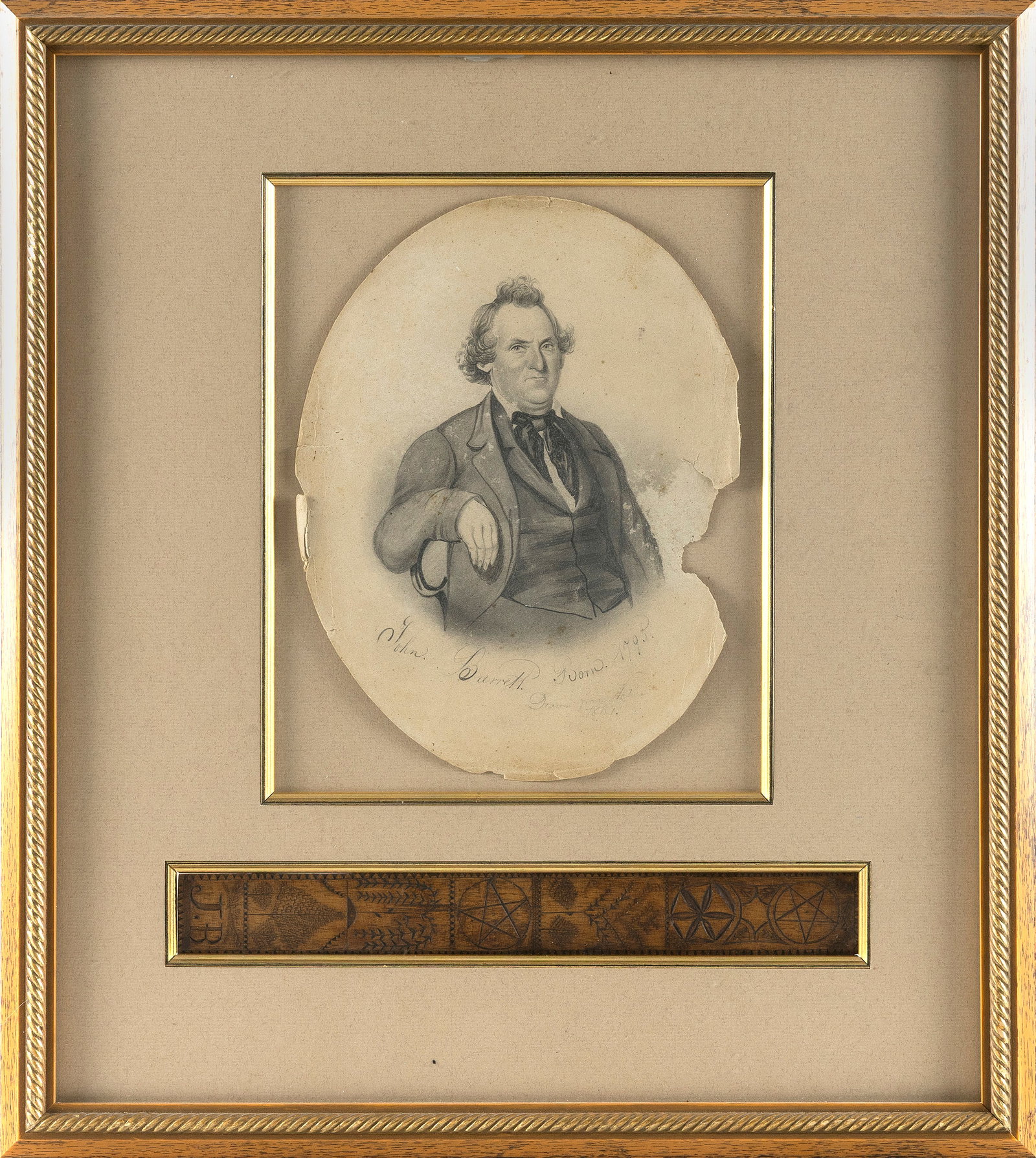 TWO ITEMS PERTAINING TO JOHN BARRETT Mid-19th Century Framed 18.5" x 17.75". (1 of 1)
