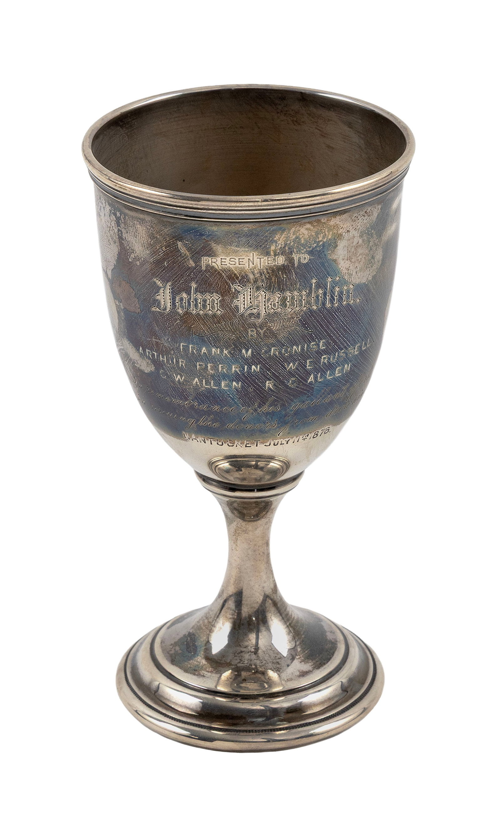 GORHAM STERLING SILVER PRESENTATION GOBLET OF NANTUCKET INTEREST Providence, Rhode Island, Second (1 of 1)