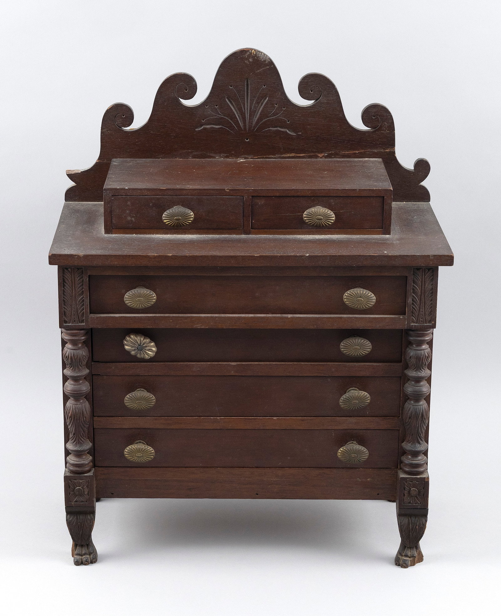 MINIATURE OR CHILD'S-SIZE FEDERAL MAHOGANY CHEST Circa 1830 Height 19.75". Width 14.5". Depth 7". (1 of 3)