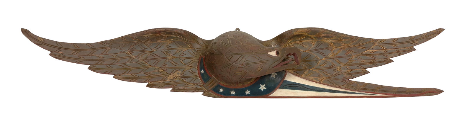CARVED AND POLYCHROMED EAGLE PLAQUE IN THE MANNER OF JOHN HALEY BELLAMY 20th Century Height 9.75". (1 of 1)