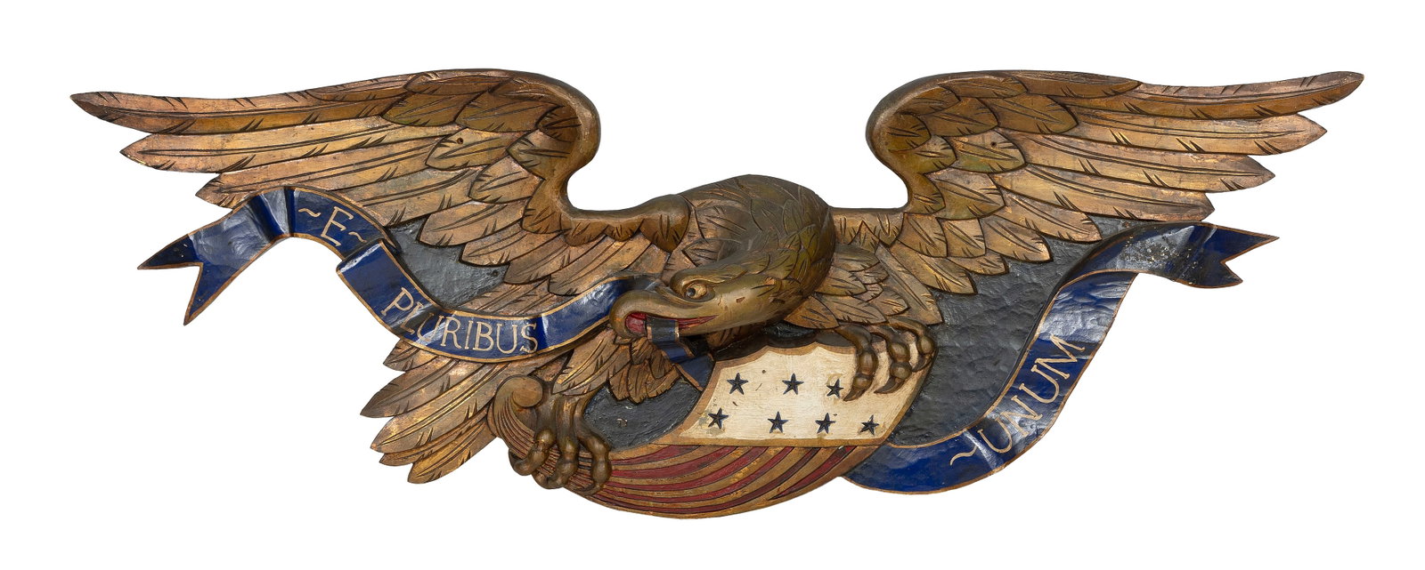 BOSTON ARTISTIC CARVING COMPANY CARVED AND POLYCHROMED SPREAD-WING EAGLE PLAQUE Mid-20th Century (1 of 1)