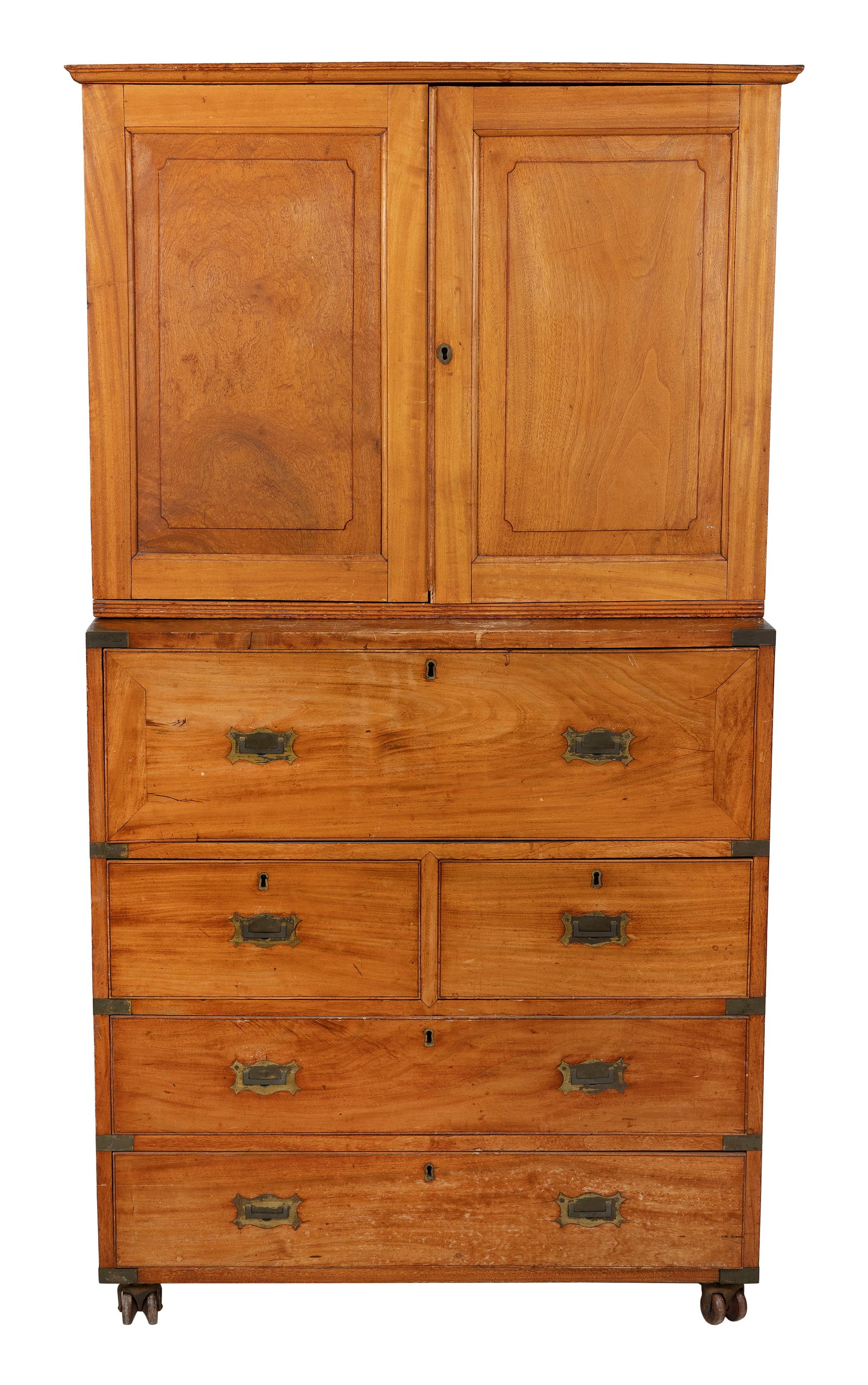 CAMPHORWOOD CAMPAIGN CHEST 19th Century Height 65". Width 35.5". Depth 17". (1 of 2)