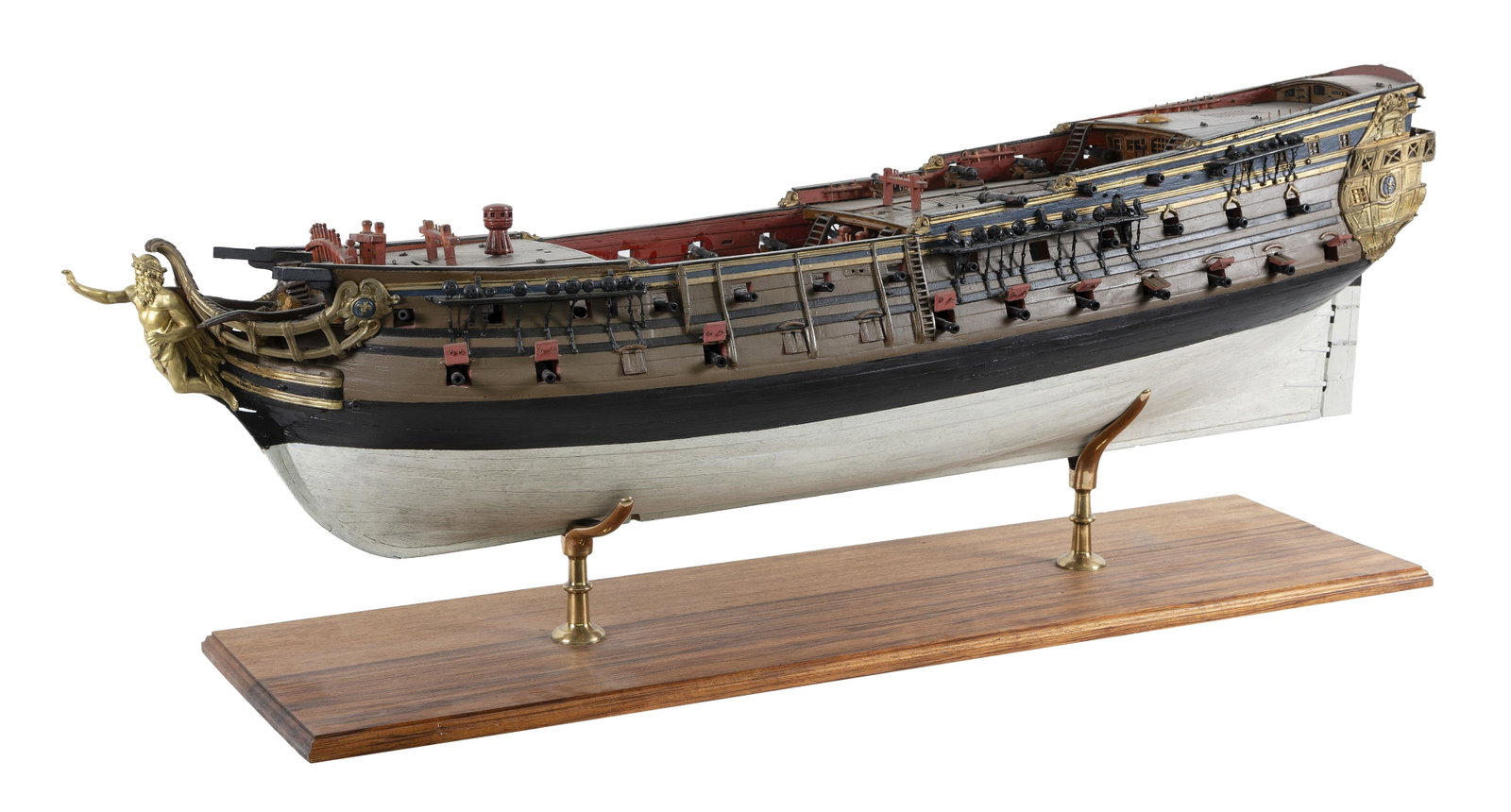 FRENCH DOCKYARD MODEL OF AN 18TH CENTURY VESSEL 19th Century or Earlier Height on stand 19.5". (1 of 1)