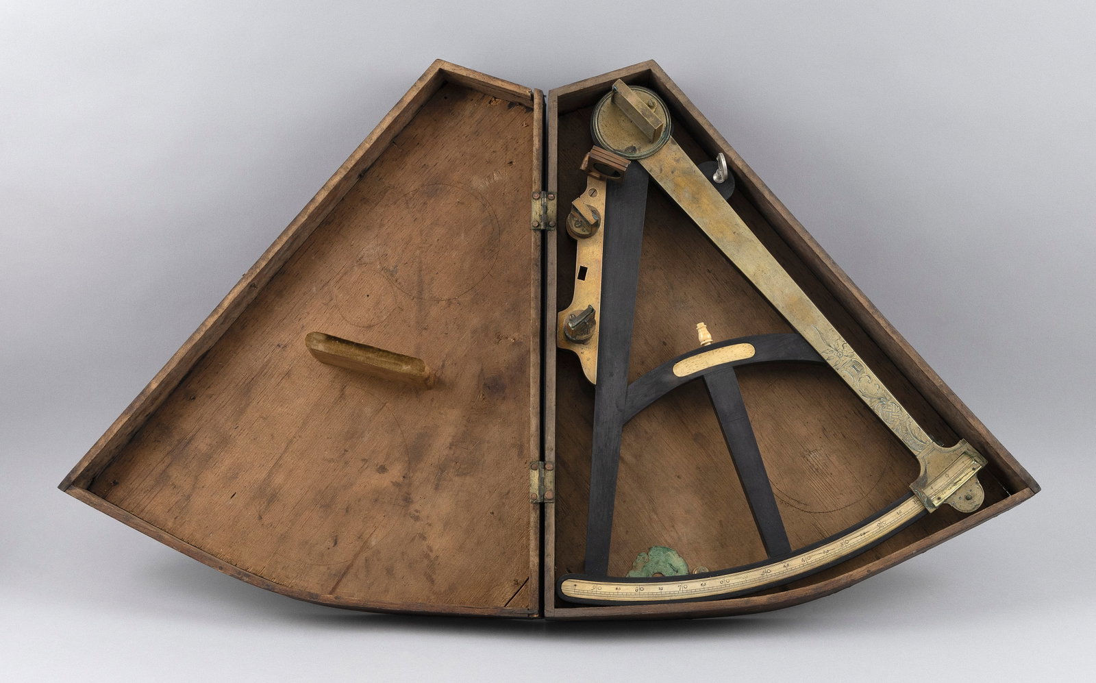 CASED QUADRANT Probably England, 18th Century Case 18.5" x 16.25". (1 of 2)