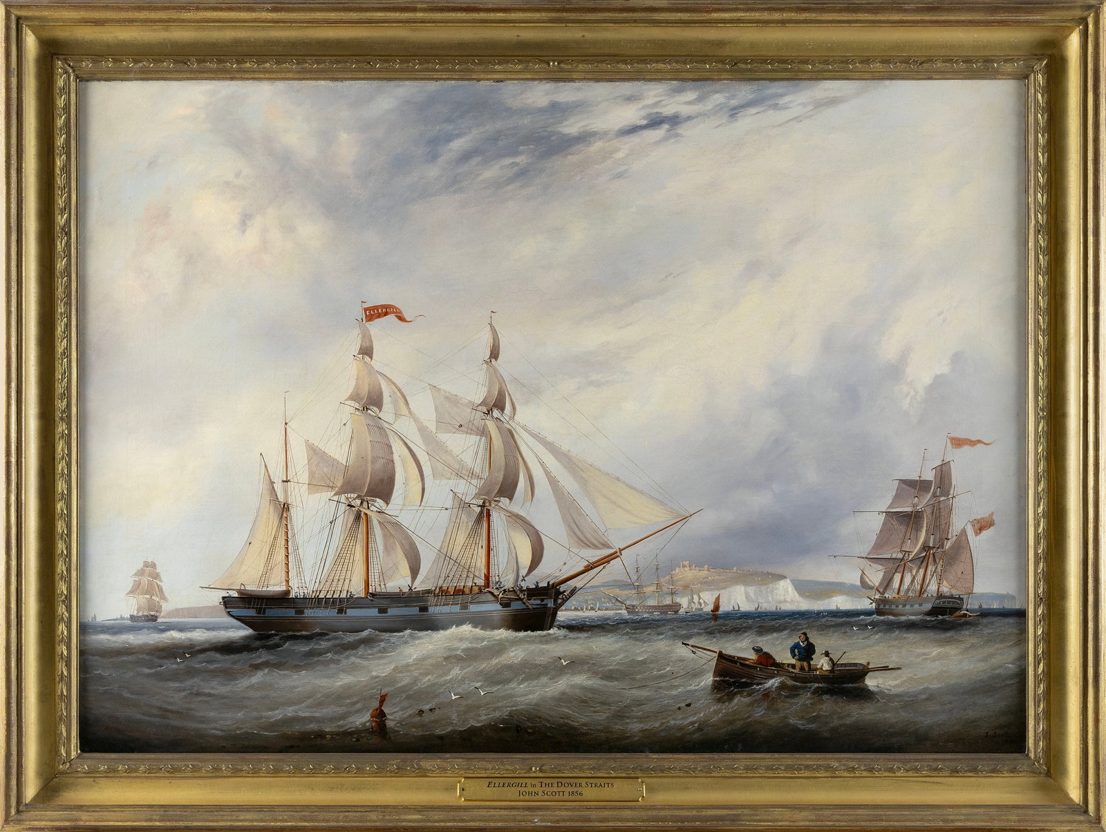 JOHN SCOTT (United Kingdom, 1802-1885), ''Ellergill in the Dover Straits"., Oil on canvas, 30" x (1 of 1)