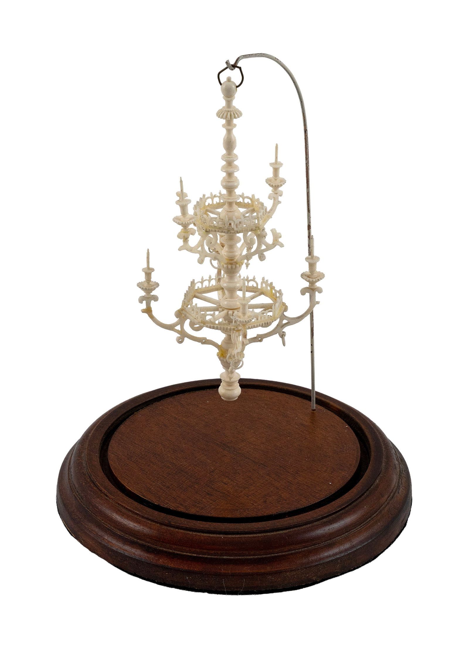RARE NAPOLEONIC PRISONER-OF-WAR CARVED BONE CHANDELIER Britain/France, Circa 1790-1820 Height 6". (1 of 1)
