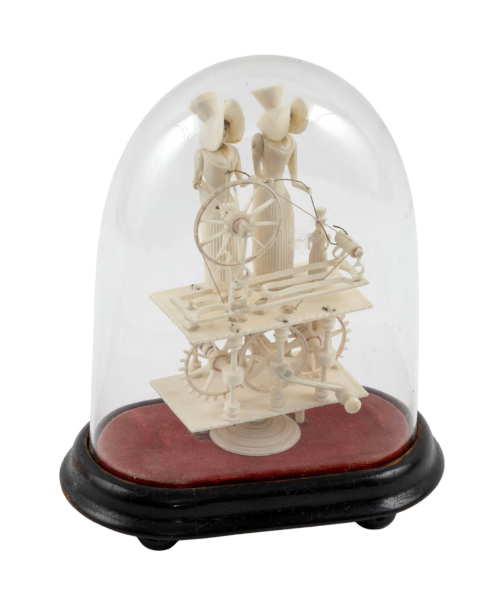 NAPOLEONIC PRISONER-OF-WAR CARVED BONE SPINNING JENNY Britain/France, Circa 1800 Carving height (1 of 2)
